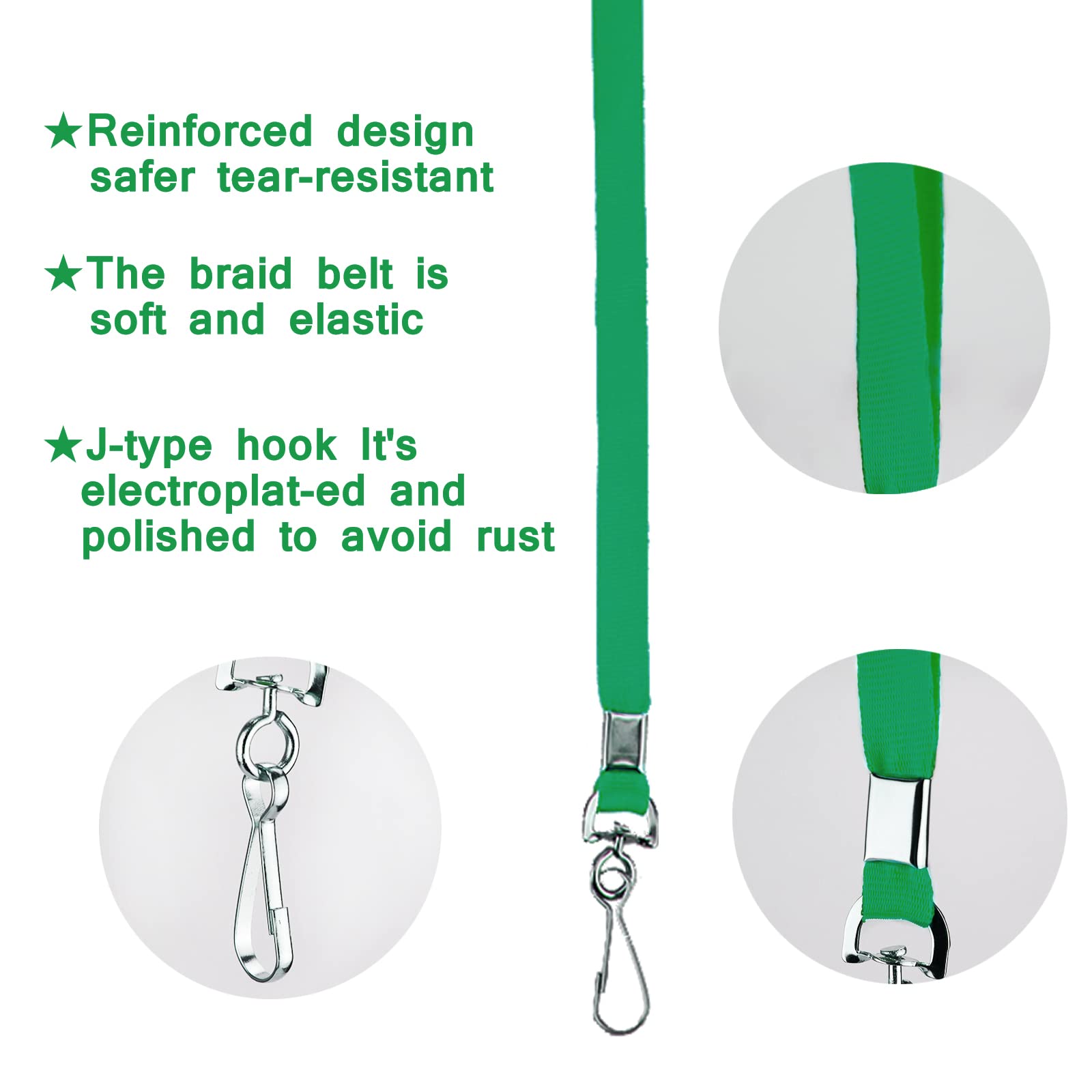 Bulk Green Lanyards with Swivel Hooks for ID Badges - Office & Events