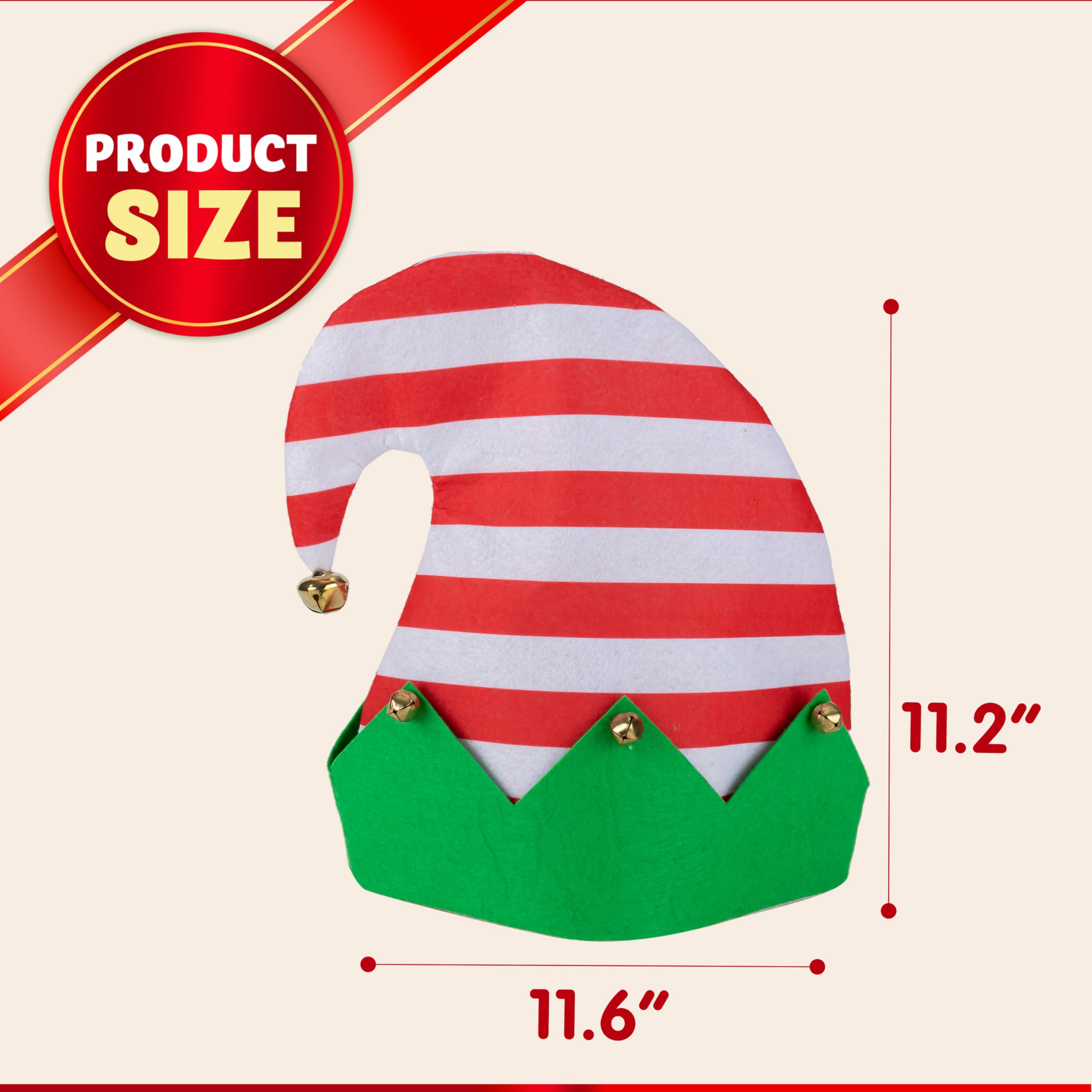 JOYIN 3 Pack Christmas Elf Hats with Jingle Bells - Festive Unisex Holiday Party Hats for Kids & Adults - Funny Xmas Costume Accessories for Holiday Parties, Family Gatherings & Christmas Photo Booths