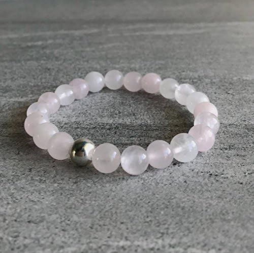 Genuine Rose Quartz Bead Bracelet - 8mm Natural Stone Stretch Bracelet in Silver or Gold | Pink Crystal Jewelry for Women | Perfect for Meditation, Healing & Everyday Wear