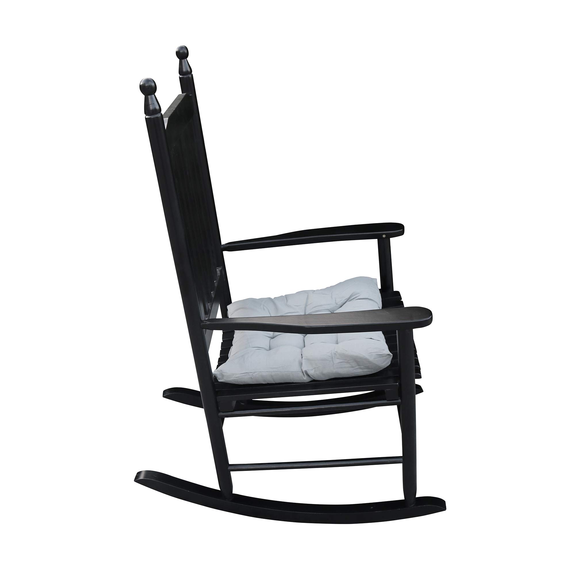 Premium Outdoor Rocking Chair for Adults - All-Weather Resistant Patio Rocker with Comfortable Cushion - Perfect for Garden, Lawn, Balcony, Backyard & Porch Relaxation (Black)