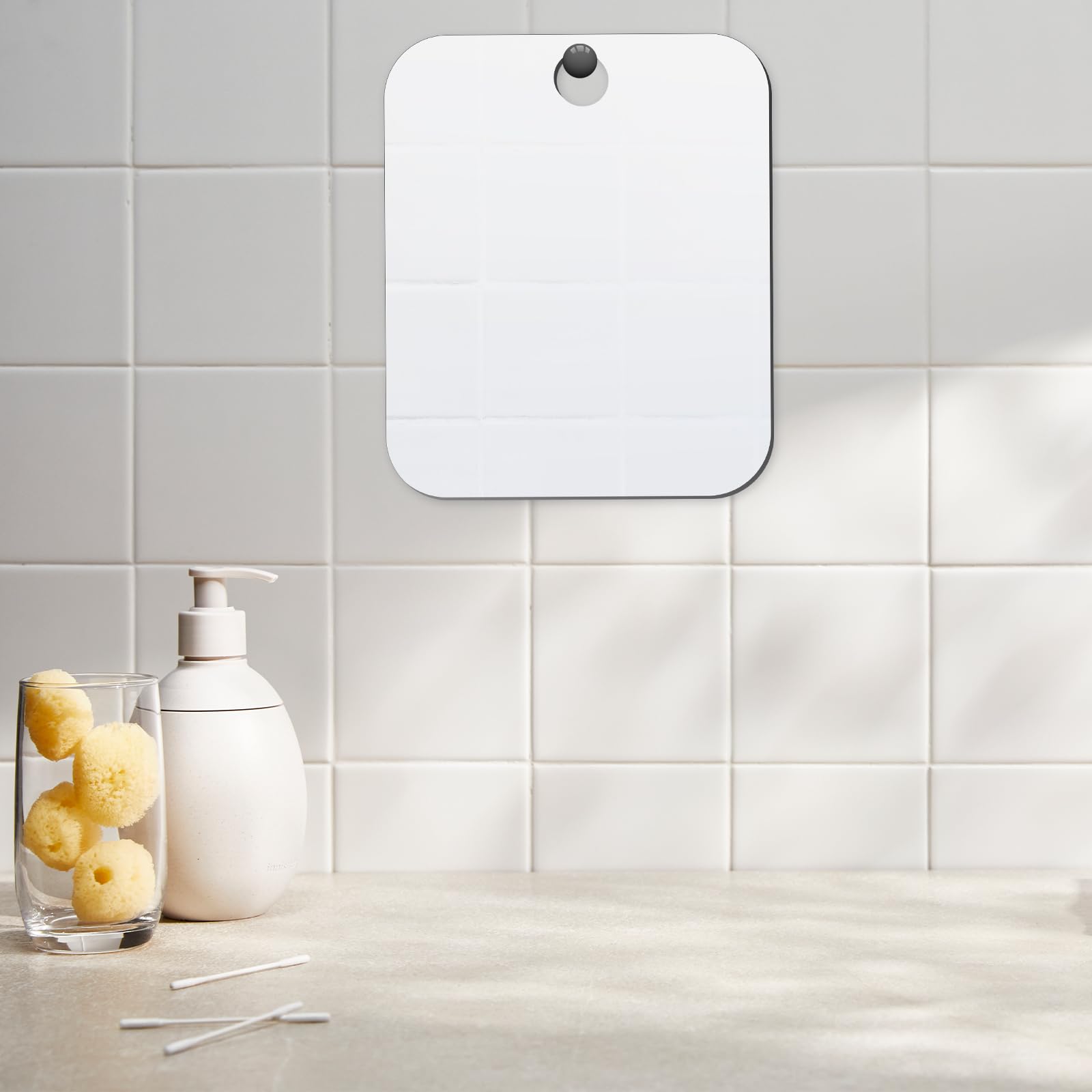 Fogless Shower Mirror for Shaving & Makeup - 8x9 Inch Wall Mounted Bathroom Mirror, Frameless Travel Mirror for Locker & Portable Use, Unbreakable Design - Perfect for Shaving, Skincare & Travel