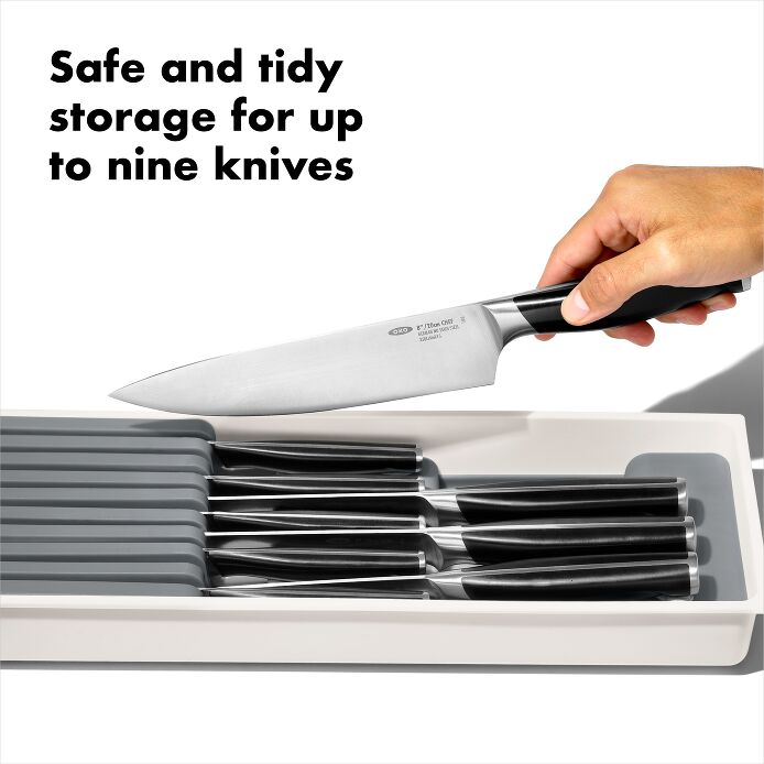 Compact Knife Drawer Organizer - Bamboo Knife Storage Tray for Kitchen Utensils - Perfect for Organizing Knives, Forks, and Spoons in Kitchen Drawers
