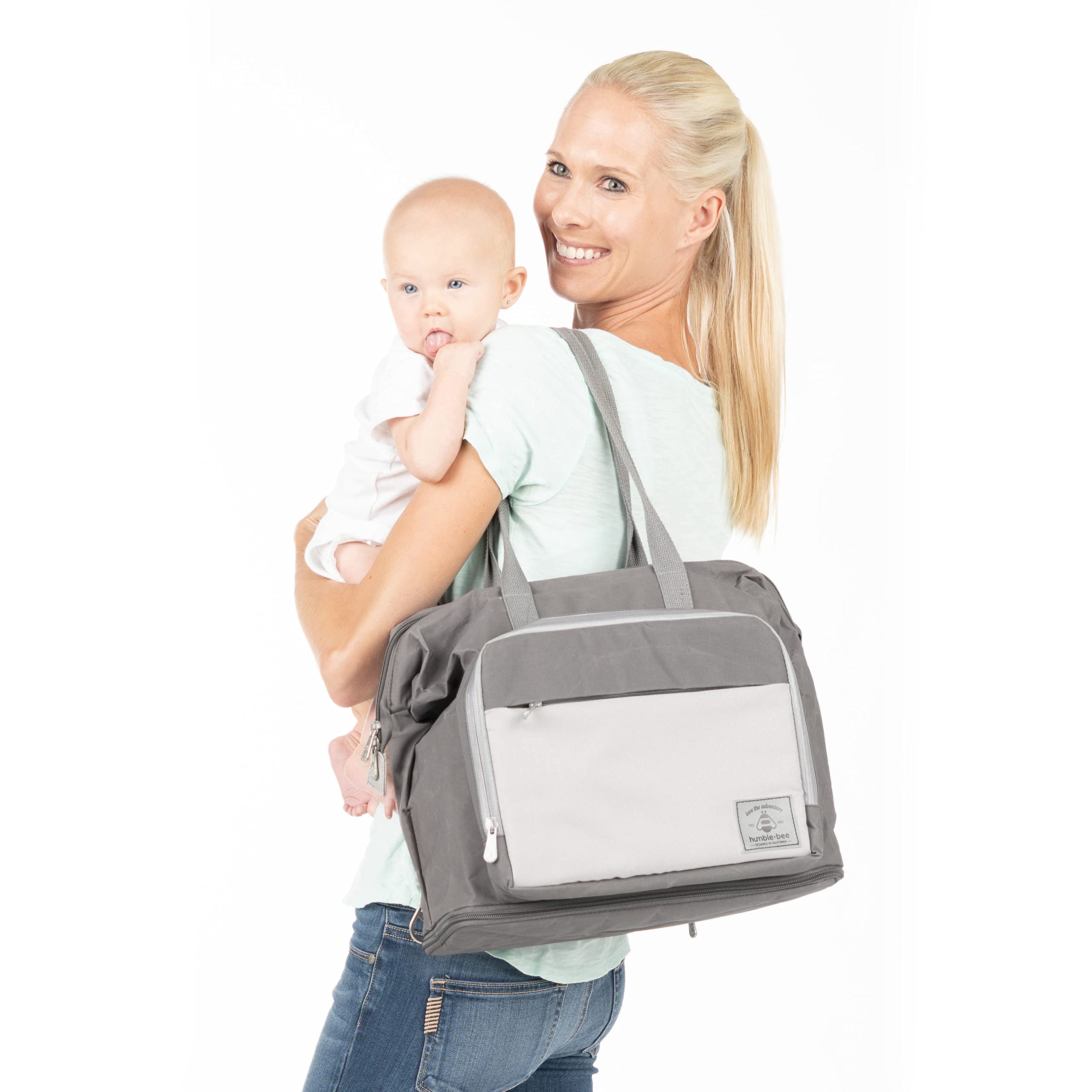 Humble Bee Expandable Diaper Bag with Large Insulated Cooler Pocket & Gel Pack - Waterproof Baby Changing Kit - Stroller Straps - Perfect for Travel, Daycare & On-the-Go Parents