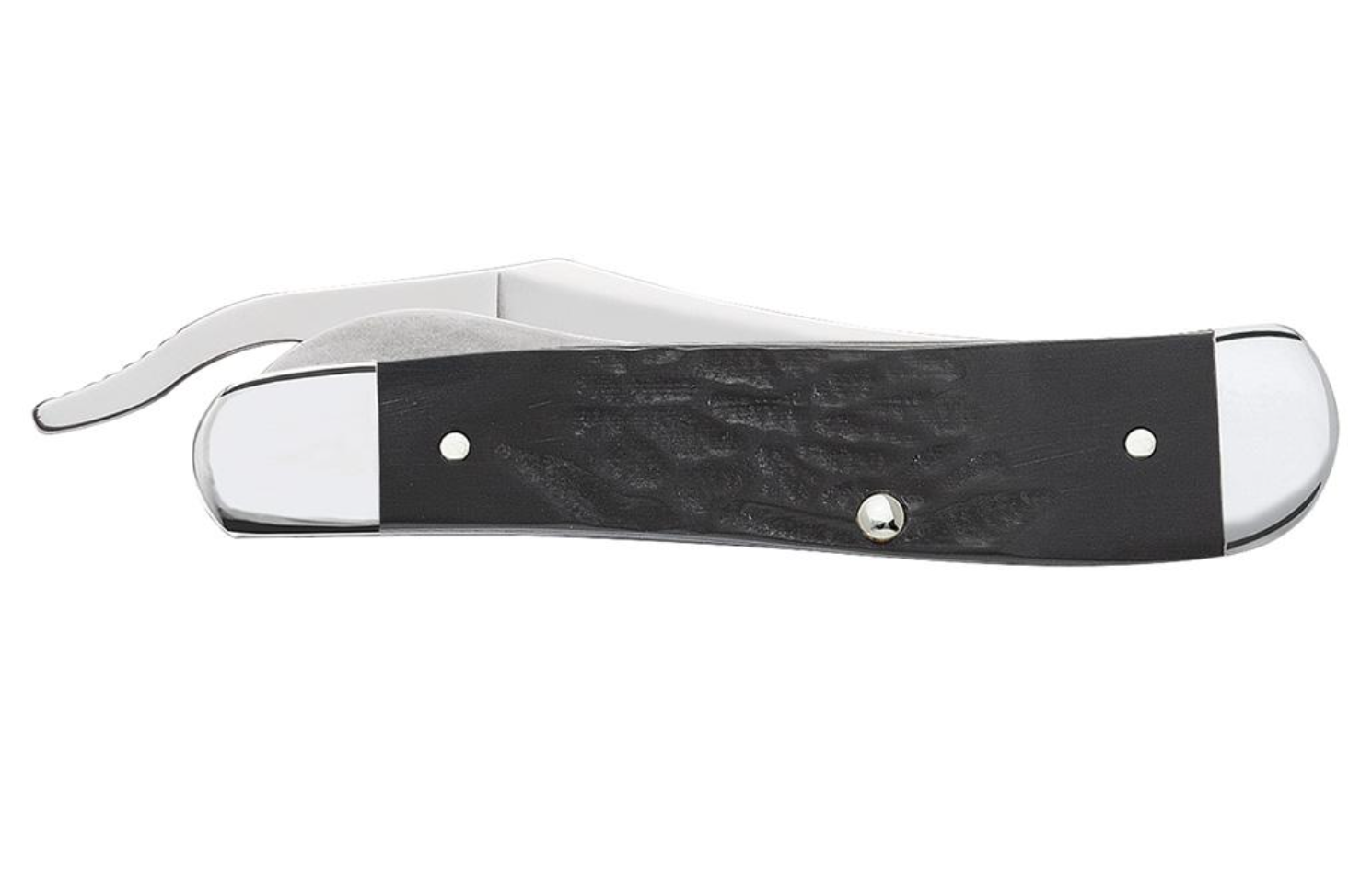CASE18224 Rough Black Synthetic RussLock Knife - Durable Folding Pocket Knife for Outdoor, Camping, and Everyday Carry (EDC)