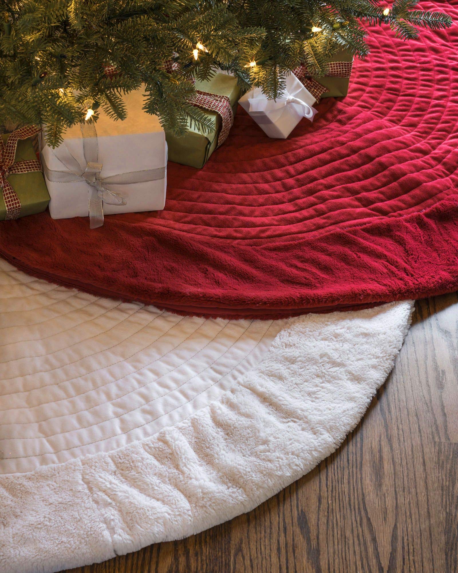 Balsam Hill 84-Inch Berkshire Ivory White Channel Stitch Christmas Tree Skirt | Premium Holiday Decor for Living Room, Fireplace & Festive Gatherings