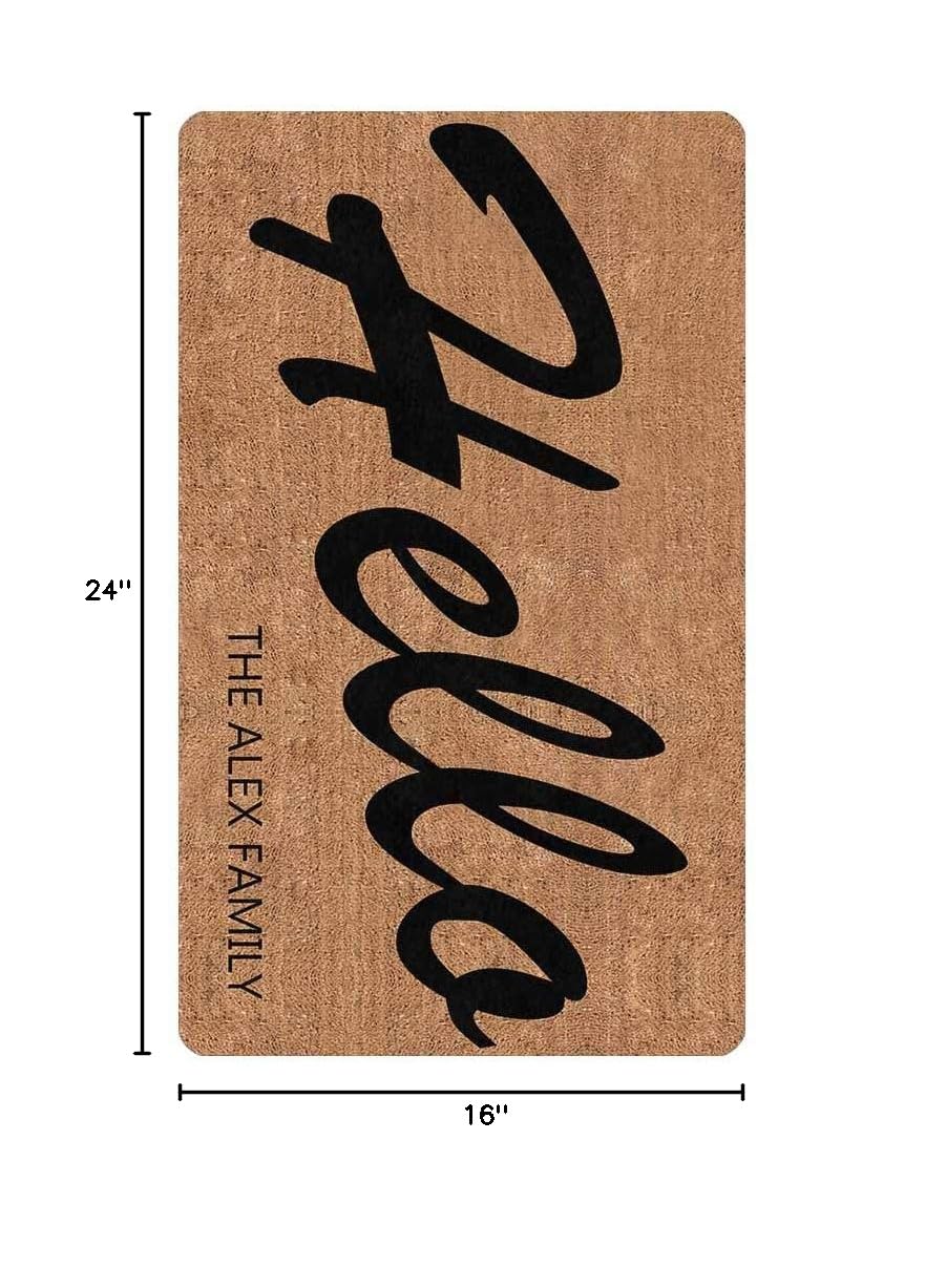 Personalized Non-Slip Doormat 24x16 Inch - Custom Funny Welcome Mat with Your Name/Text - Indoor Outdoor Entrance Rug Decor for Home, Porch, Office - Perfect Housewarming Gift