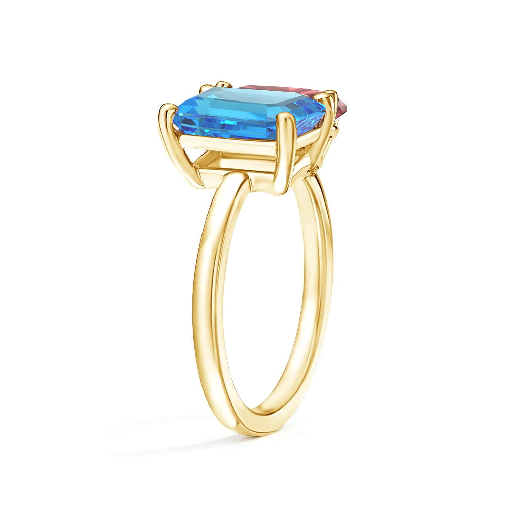 Personalized Toi et Moi Blue Topaz Birthstone Ring for Women - Custom Anniversary Jewelry Gift for Her - Perfect for Valentine's Day, Engagement & Romantic Occasions