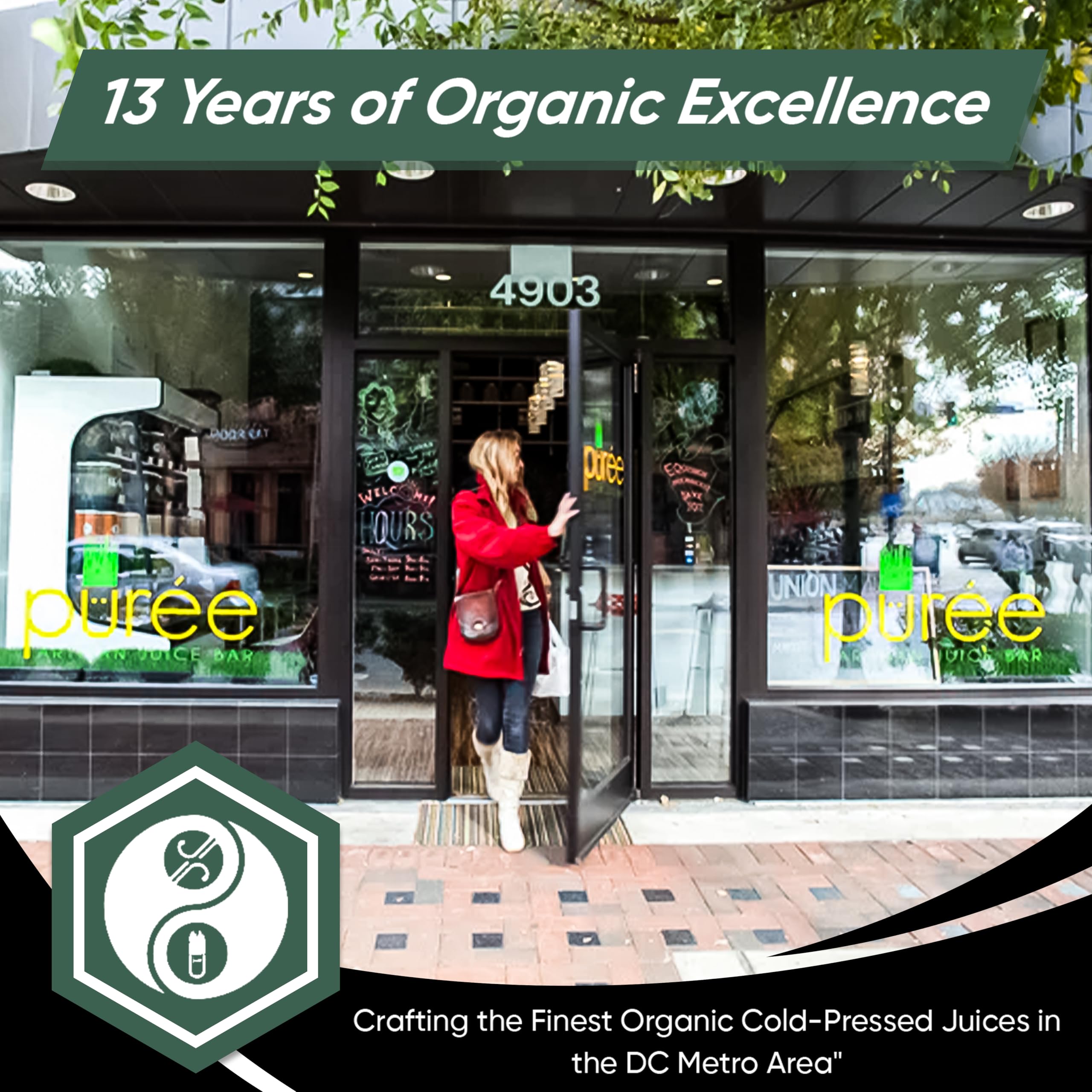 JRINK by Purée Daily Green Juice - Cold Pressed 100% Organic Raw Fruits & Vegetables Juice, No Preservatives, Freshly Juiced-To-Order, 18 Pack 16oz HDPE Bottles - Perfect for Detox, Energy Boost & Healthy Lifestyle