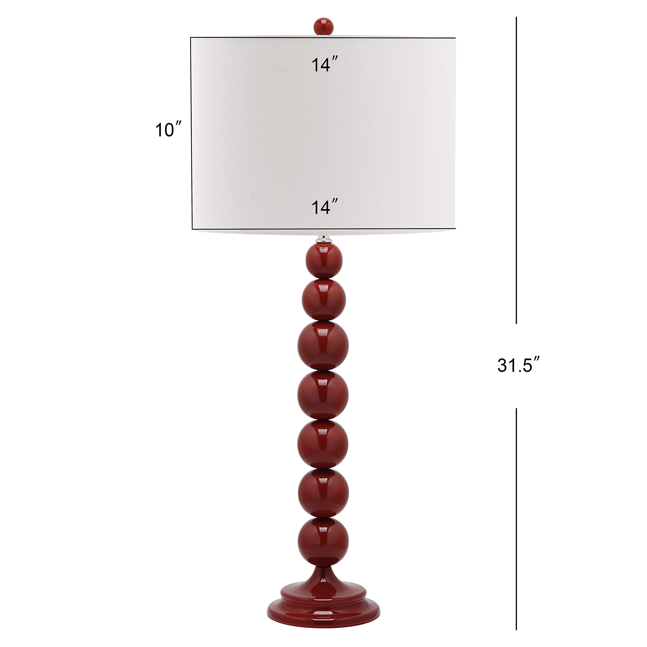 SAFAVIEH Jenna Modern 32-inch Stacked Ball Table Lamp Set of 2 with LED Bulbs - Red Contemporary Lighting for Bedroom, Living Room, Home Office & Nightstand | Perfect for Reading, Working & Ambient Decor