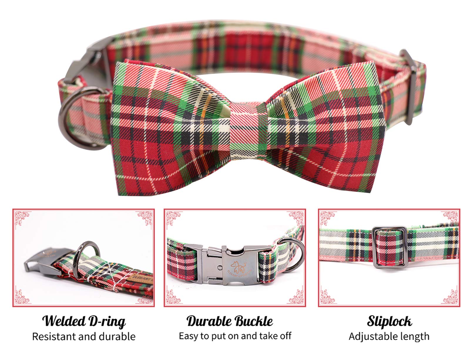 Elegant Bow Dog Collar with Adjustable Bowtie - Comfortable Pet Collar for Small, Medium & Large Dogs and Cats - Perfect for Weddings, Parties & Daily Walks