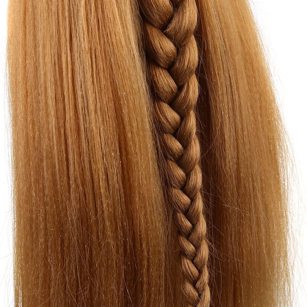 OSEN 32 Inch Real Human Hair Mannequin Head with Clamp Stand for Hair Styling Practice - Perfect for Dyeing, Straightening, Braiding & Training (Dark Golden) | Salon-Quality Hair Dummy for Professionals & Students