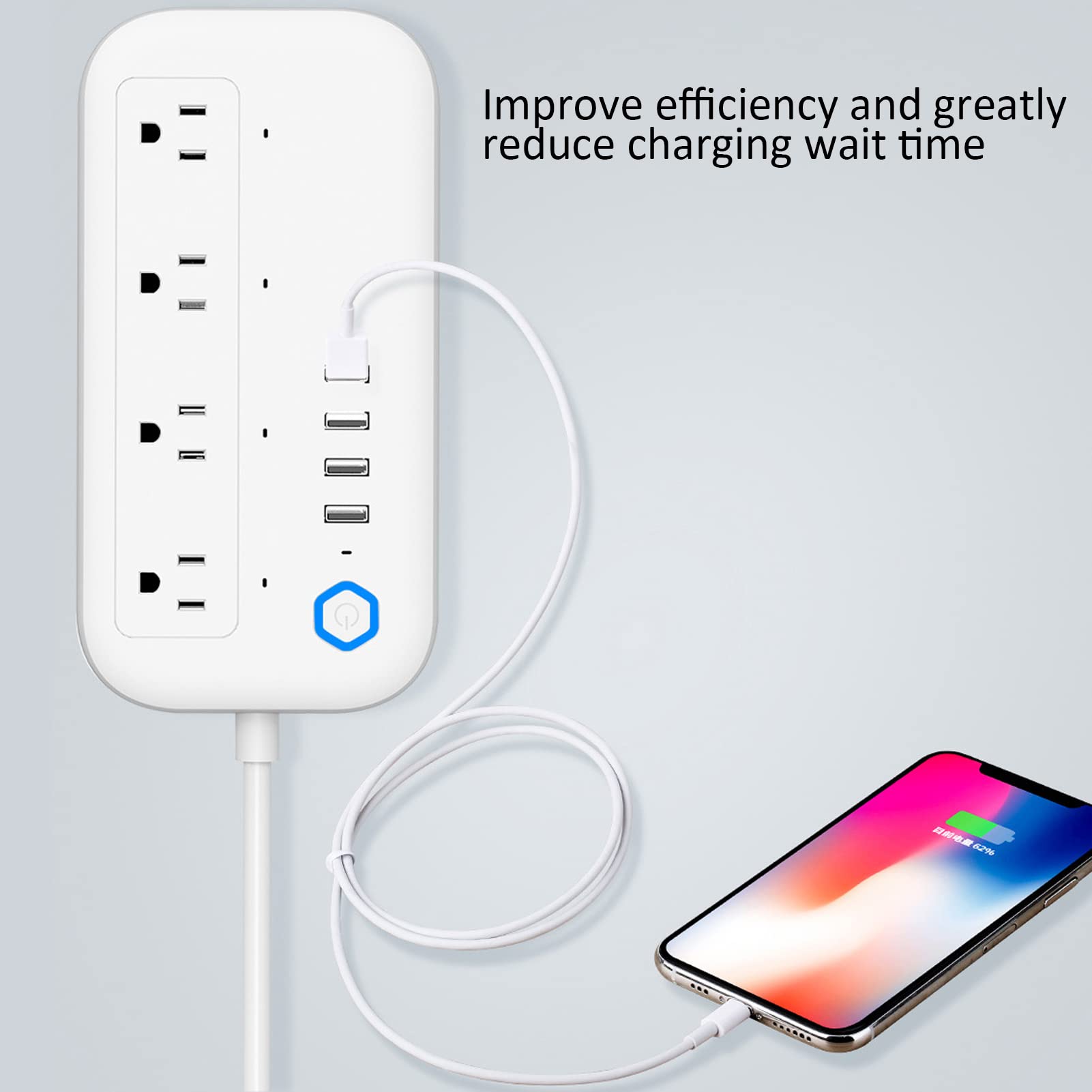 Smart Power Strip with 4 Outlets & 4 USB Ports - Surge Protector Extension Cord with Flat Plug, Works with Google Assistant & Alexa - Perfect for Home Office, Gaming Setup & Smart Home Devices