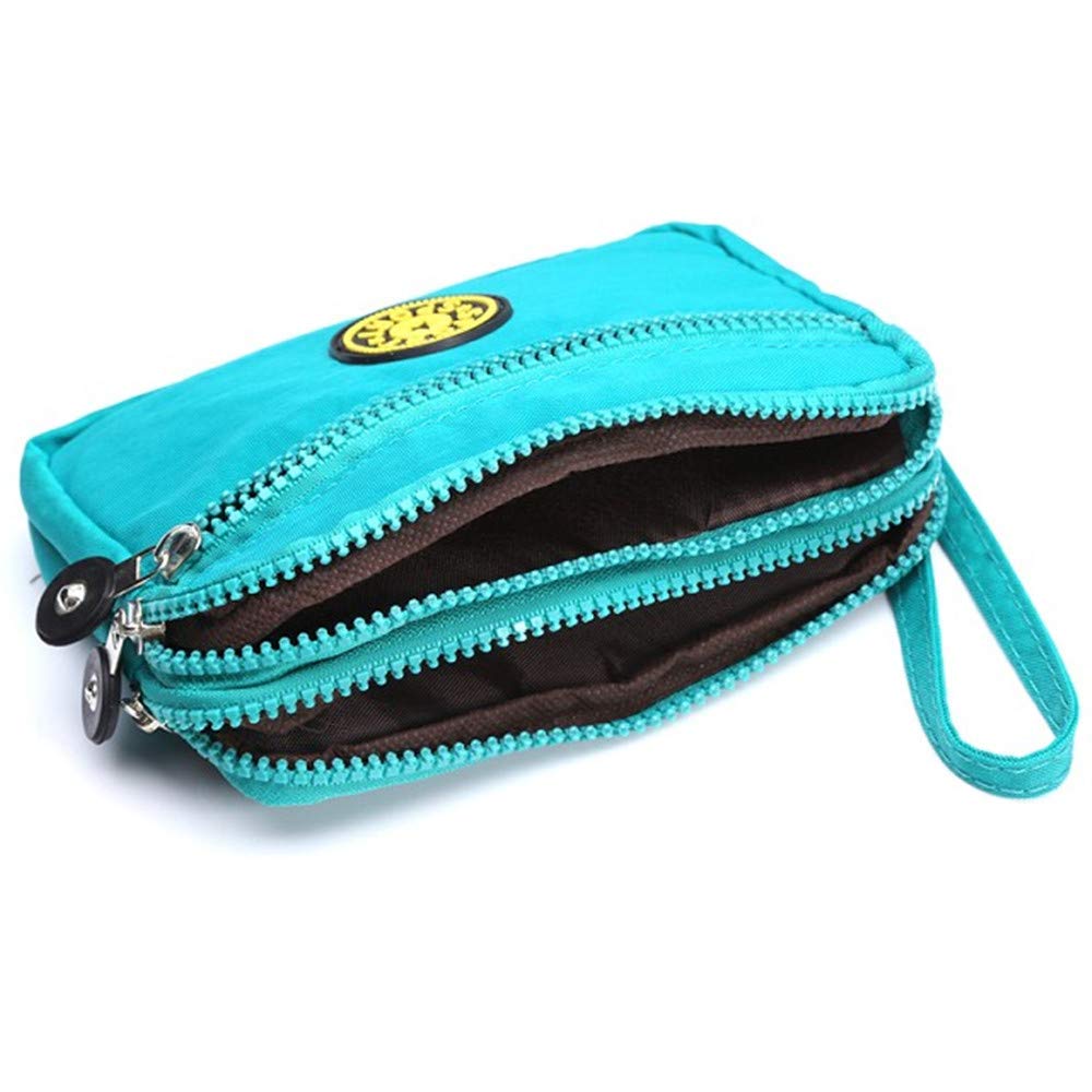 Sky Blue Wristlet Coin Purse with Phone Holder & Card Pocket - Compact Wrist Clutch Handbag for iPhone 16/15/14/13/12/11/XR, Samsung Galaxy S25+/S24/S23 FE/S20 FE, Motorola Edge - Perfect for Travel, Shopping & Everyday Essentials