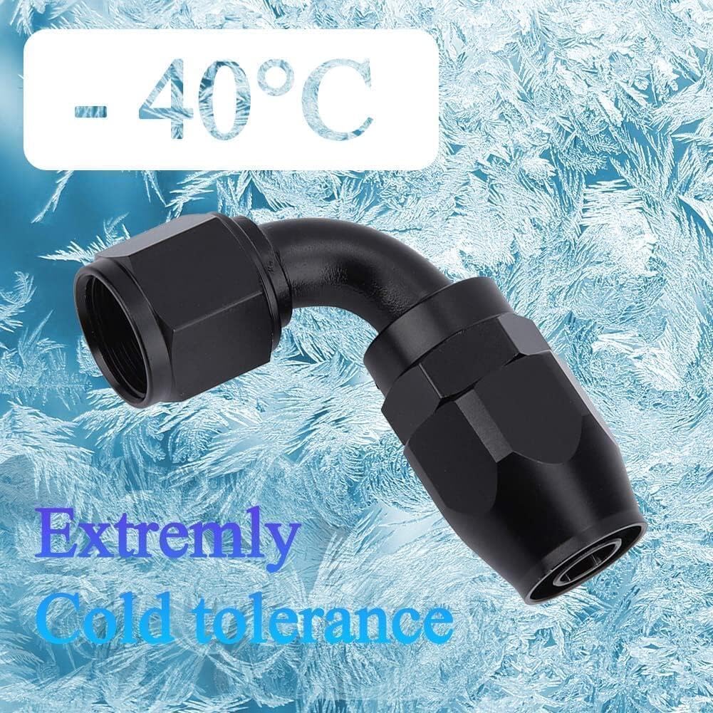 HiSport 12AN 90 Degree Aluminum Swivel Hose End Fitting - Full Flow Reusable Fuel Line Adapter for Nylon & Stainless Steel Braided AN Hose (Black, 2-Pack) - Perfect for Automotive Fuel Systems, Hydraulic Lines & Performance Upgrades