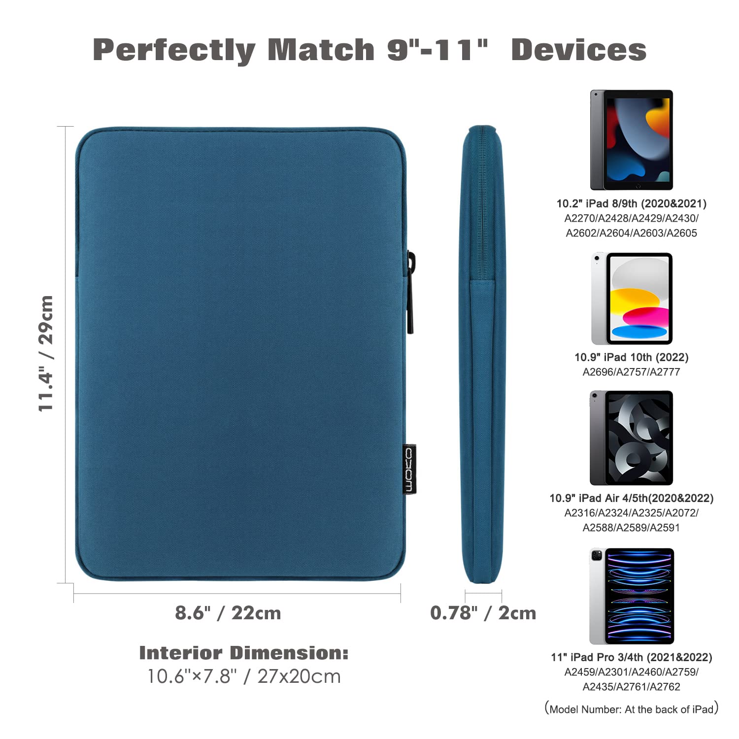 MoKo Tablet Case Compatible with iPad Air M2 2024, iPad Pro 11 M4 2024, iPad 10th/9th/8th/7th Gen, Samsung Galaxy Tab S9/S8 11