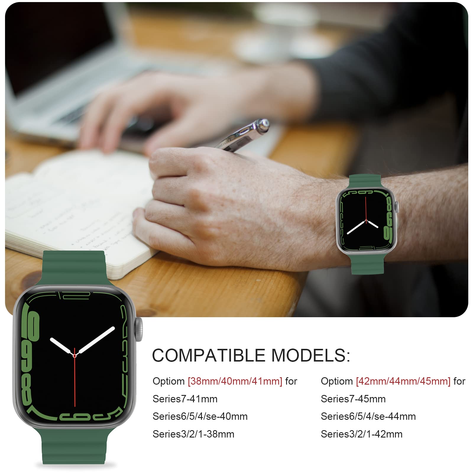 Premium Silicone Magnetic Watch Band for Apple Watch Series Ultra/8/7/6/5/4/SE/3/2 - Compatible with 49mm/45mm/44mm/42mm - Adjustable Soft Strap for Men & Women - Perfect for Workouts, Running & Everyday Wear