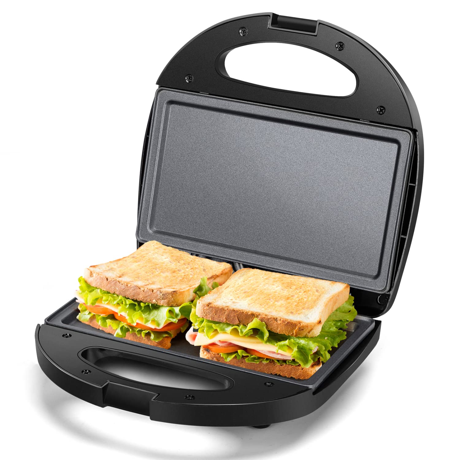 Aigostar 800W Deep Fill Sandwich Toaster Maker - Non-Stick Panini Press Grill with Indicator Lights & Locking Latch - Perfect for Breakfast, Lunch & Quick Snacks - Black (Roy)