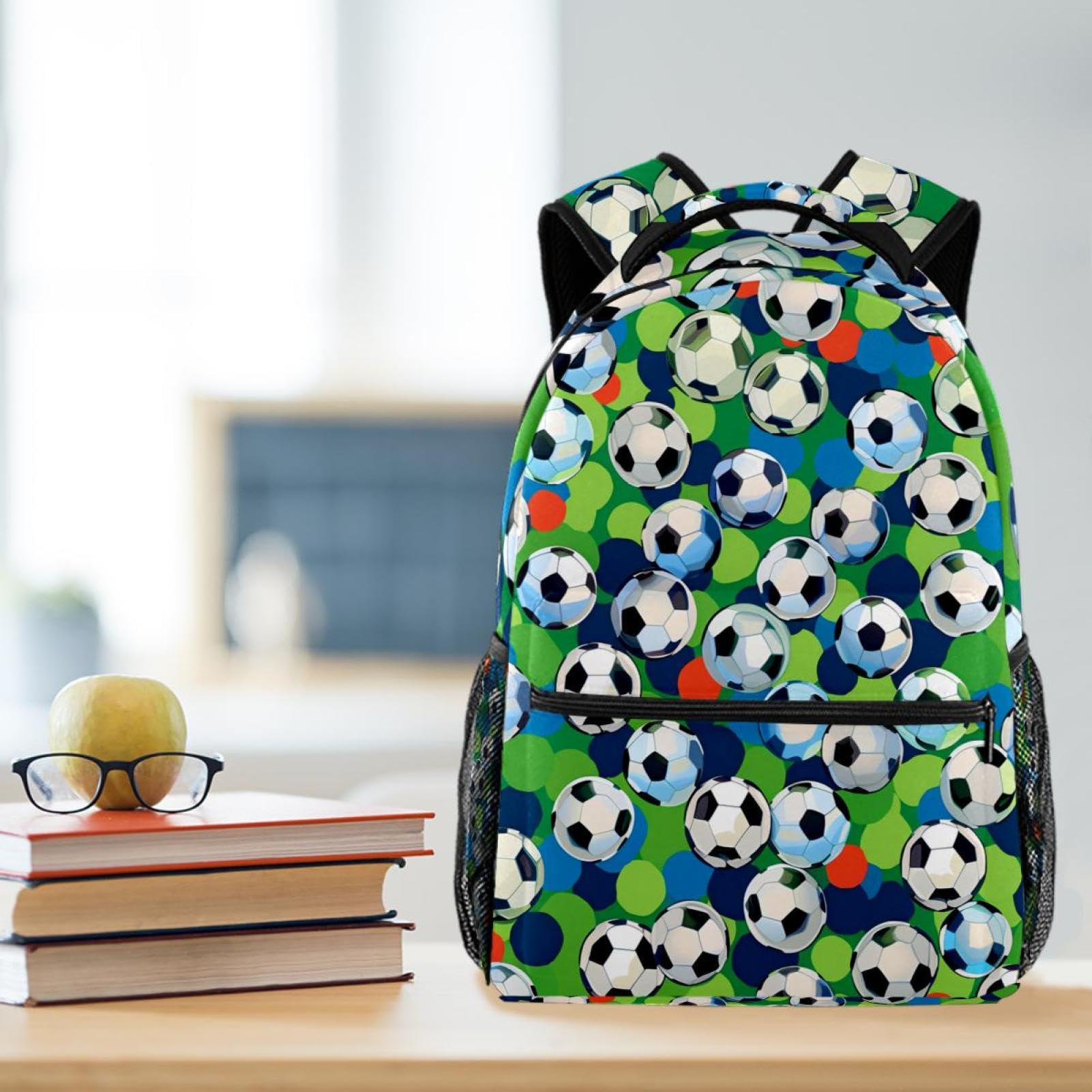 Lightweight Travel Backpack - Small Carry On Backpack with Football Soccer Ball Floral Design | Perfect for School, Gym, Hiking & Weekend Getaways