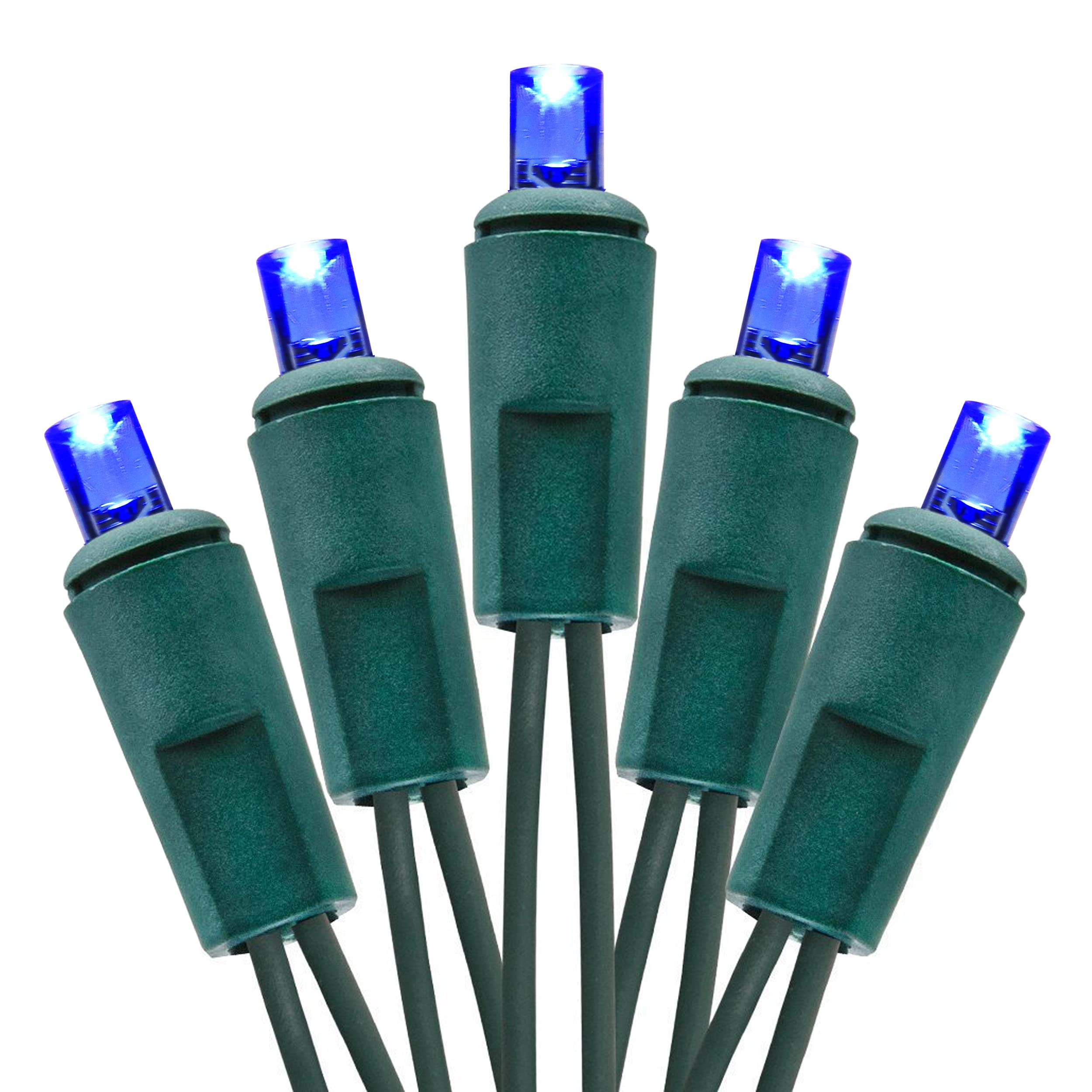 Blue LED Mini Christmas Lights Set - 60 5mm Memorial String Lights with Green Wire for Indoor & Outdoor Decor | UL Certified | Perfect for Holiday, Wedding, Patio, Garden, and Fourth of July Decorations