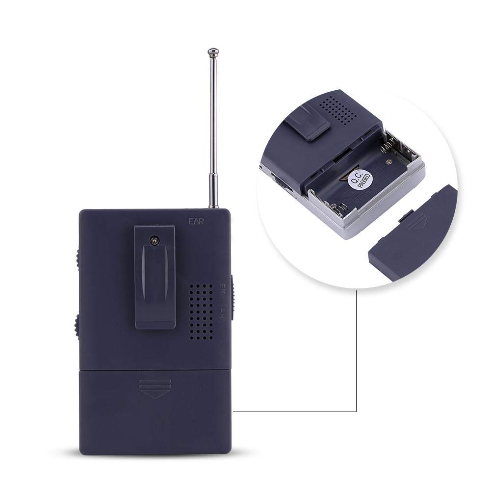 Portable FM/AM 2 Band Stereo Radio with LCD Display & Built-in Speaker - Mini Pocket Radio Receiver with Earphone Jack for Outdoor, Travel, Home & Office Use - Silver