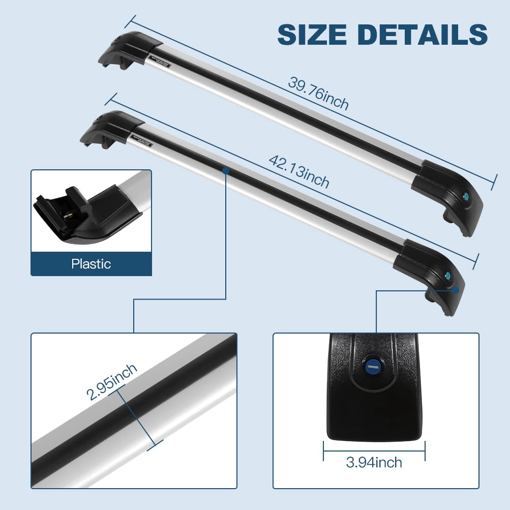 ECCPP Universal Roof Rack Cross Bars for Volkswagen Tiguan 2010-2016 | Heavy Duty 220LB Capacity Cargo Carrier | Perfect for Kayak, Canoe, Ski, Snowboard & Luggage Transport | SUV Rooftop Accessories for Outdoor Adventures