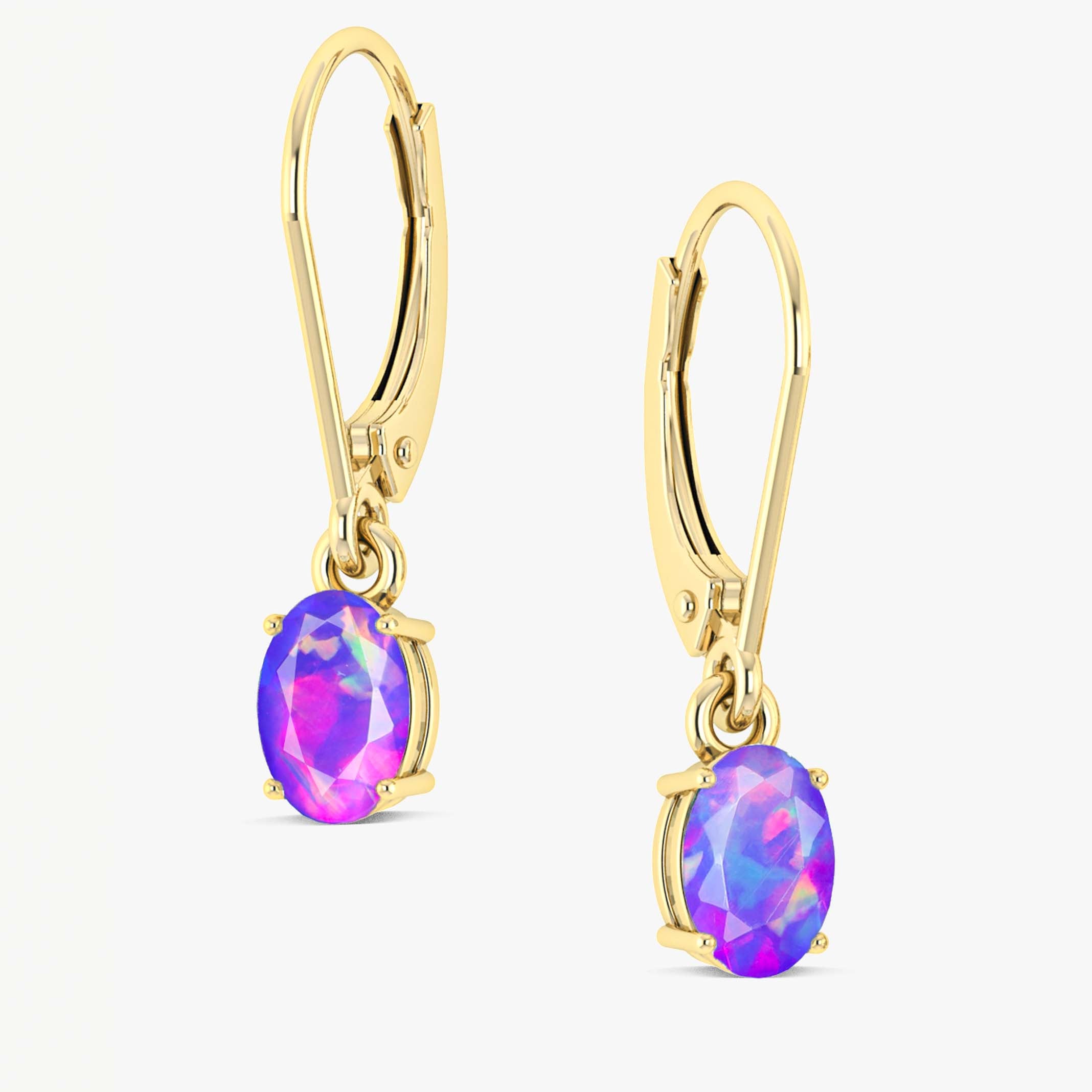 Lavender Multi Fire Opal Gemstone Dangle Earrings for Women - Handmade Bohemian Jewelry for Parties, Weddings & Special Occasions