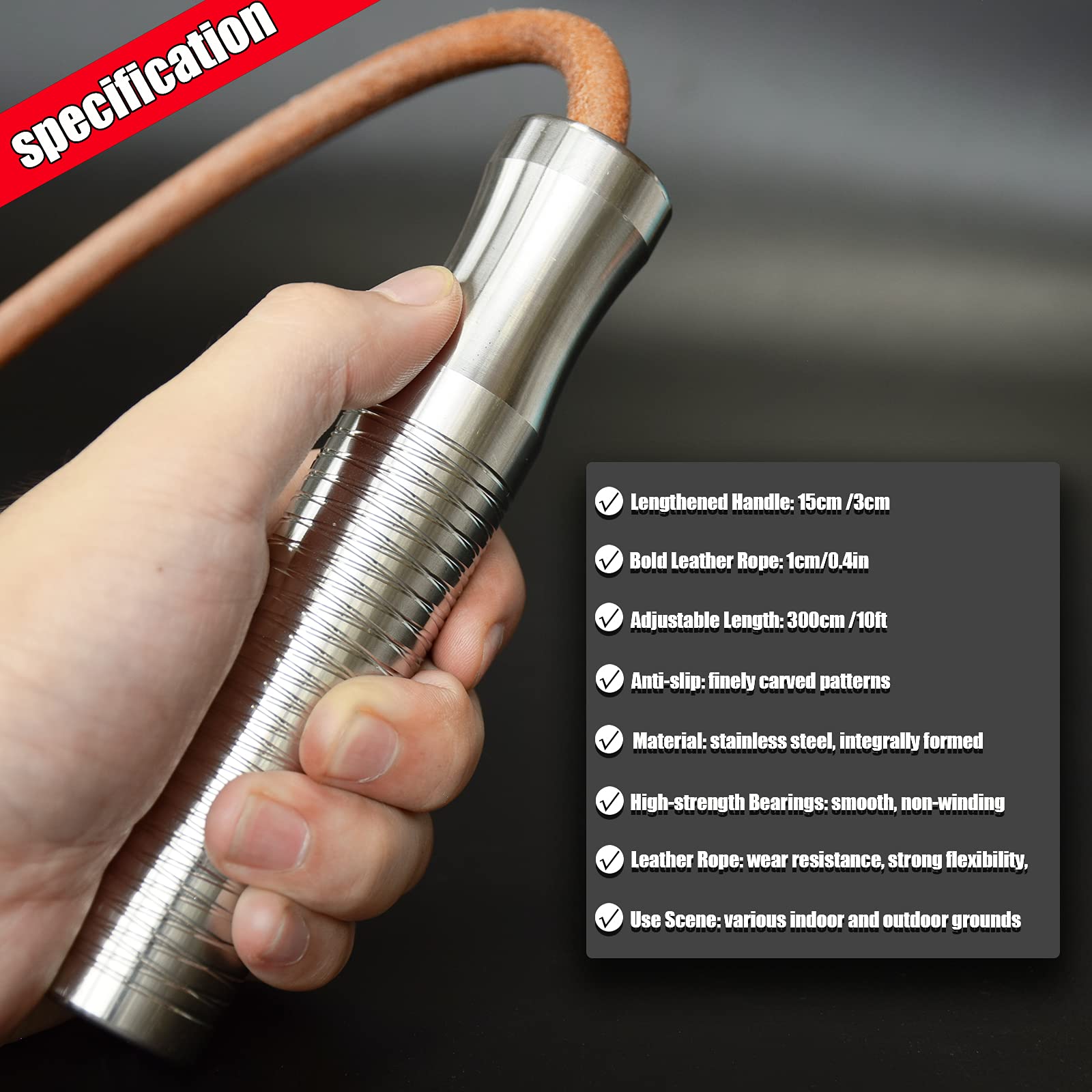 Ahomie Weighted Jump Rope for Women & Men - Adjustable Heavy Jump Rope with Non-Slip Stainless Steel Handles - Perfect for Fitness, Endurance Training, Boxing, and CrossFit Workouts