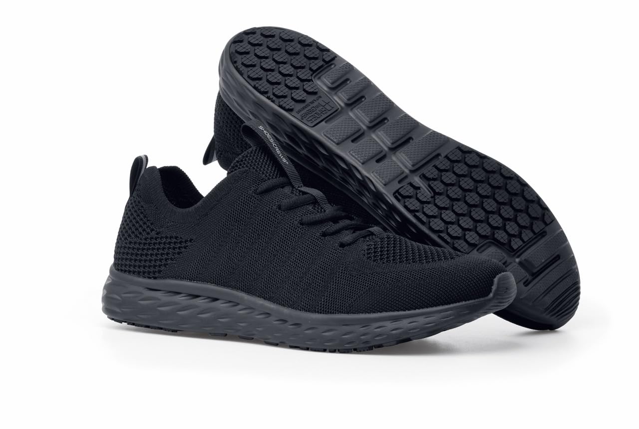 Shoes for Crews Everlight Men's Breathable Lightweight Lace-Up Slip Resistant Water Resistant Work Shoes - Black Non-Slip Safety Shoes for Restaurant, Kitchen, Hospital & Construction Workers