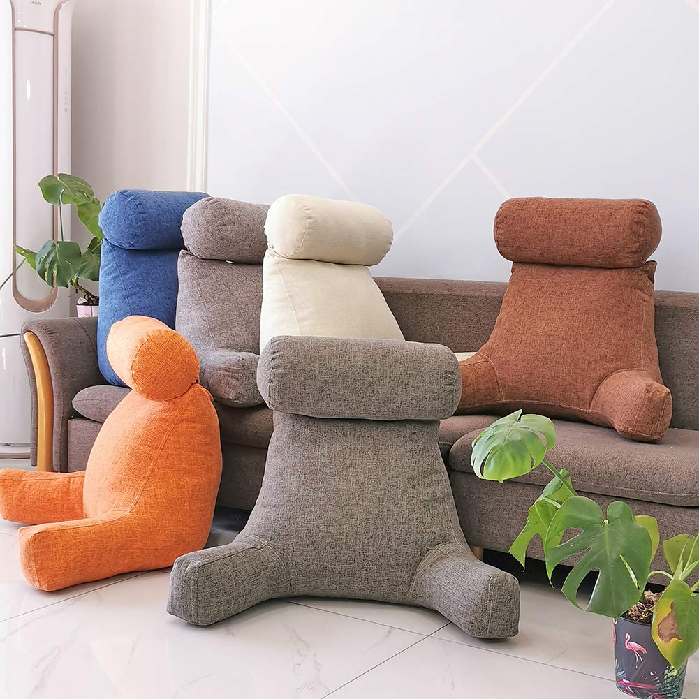 **Ergonomic Backrest Pillow with Armrests & Detachable Neck Roll - Comfortable Bed Reading Pillow for Adults, Back Support Cushion for Sitting in Bed, Sofa, or Floor - Perfect for Reading, Watching TV, and Relaxing**