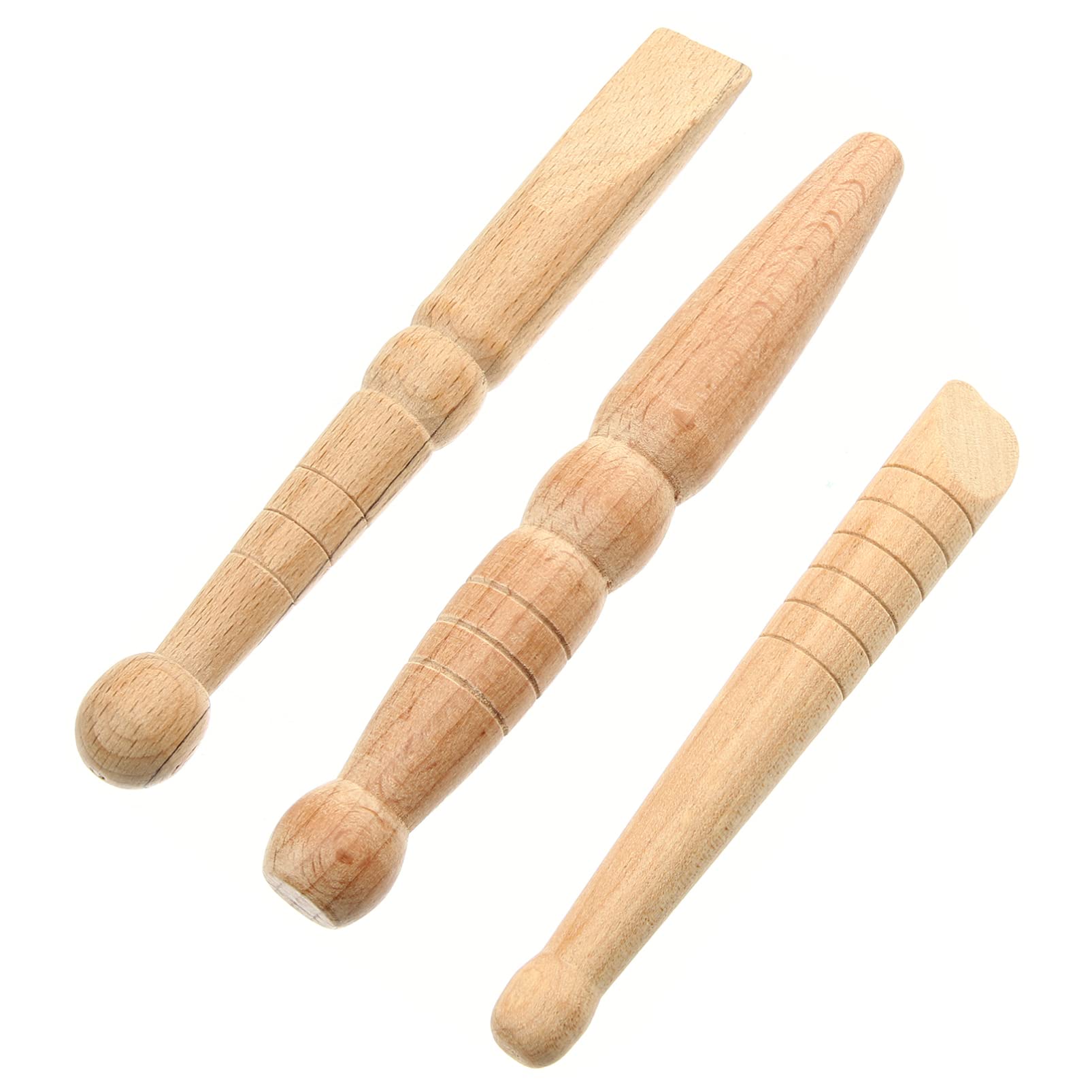 Healeved 3-Piece Manual Acupressure Pen Set - Wooden Thai Massage Stick & Deep Tissue Massage Tool for Muscle Pain Relief - Trigger Point Therapy for Neck, Back, Shoulder & Foot Pain - Perfect for Home, Office & Travel Use