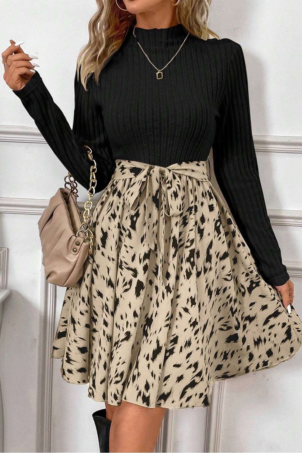 Elegant Black Belted A-Line Dress for Women - Perfect for Office, Party & Special Occasions