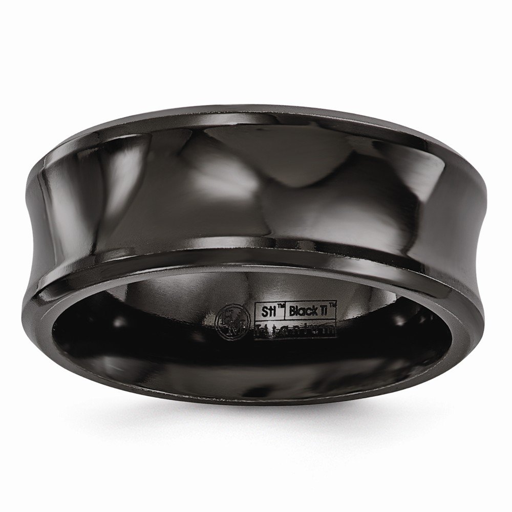 Solid Titanium Men's Black Concave 9mm Plain Classic Wedding Band Ring - Durable & Comfortable for Everyday Wear, Anniversary Gifts, and Special Occasions