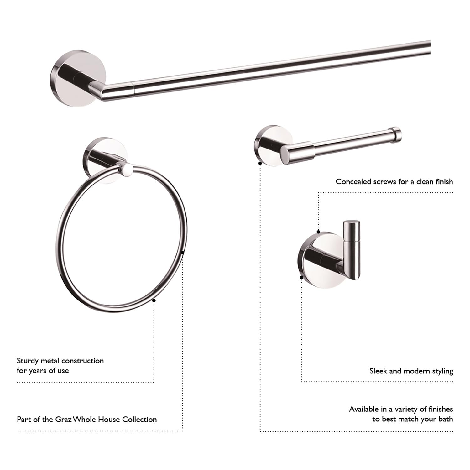 Design House 558338 Graz Robe Hook - Satin Nickel Wall Mounted Hooks for Bathroom, Bedroom, Closet, Kitchen & Office - Perfect for Towels, Robes, Hats, Bags & Coats Organization