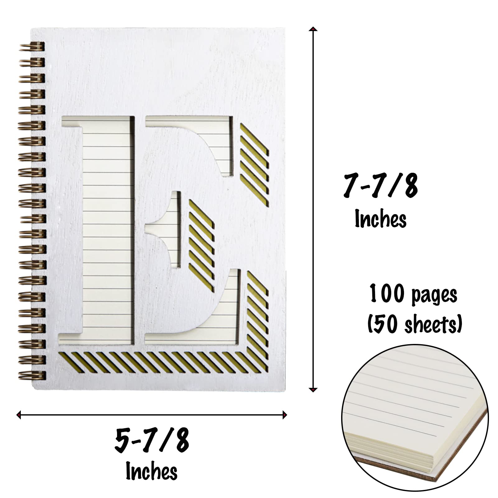 COLLECTIVE HOME - Personalized Monogram Wood Cover Notebook, College Ruled Journal with 100 Lined Pages | Daily Planner, Travel Diary, Writing Journal for Men & Women | Perfect Graduation Gift, Office & School Supplies, Business Meeting Notes, Creative Writing Inspiration