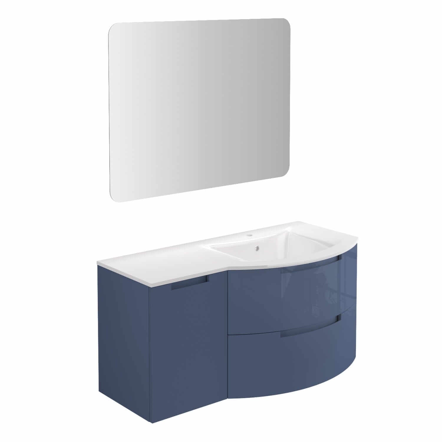 Modern Wall Mounted Vanity Unit with Left Side Cabinet - LATOSCANA OASI 43 Bathroom Storage Solution for Small Spaces | Perfect for Apartments & Powder Rooms