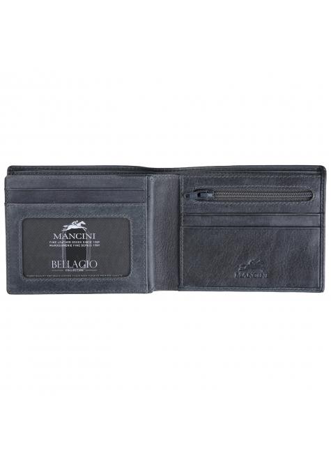 Mancini BELLAGIO RFID Blocking Center Wing Wallet with Coin Pocket - Slim Bifold Wallet for Men, Travel & Everyday Use