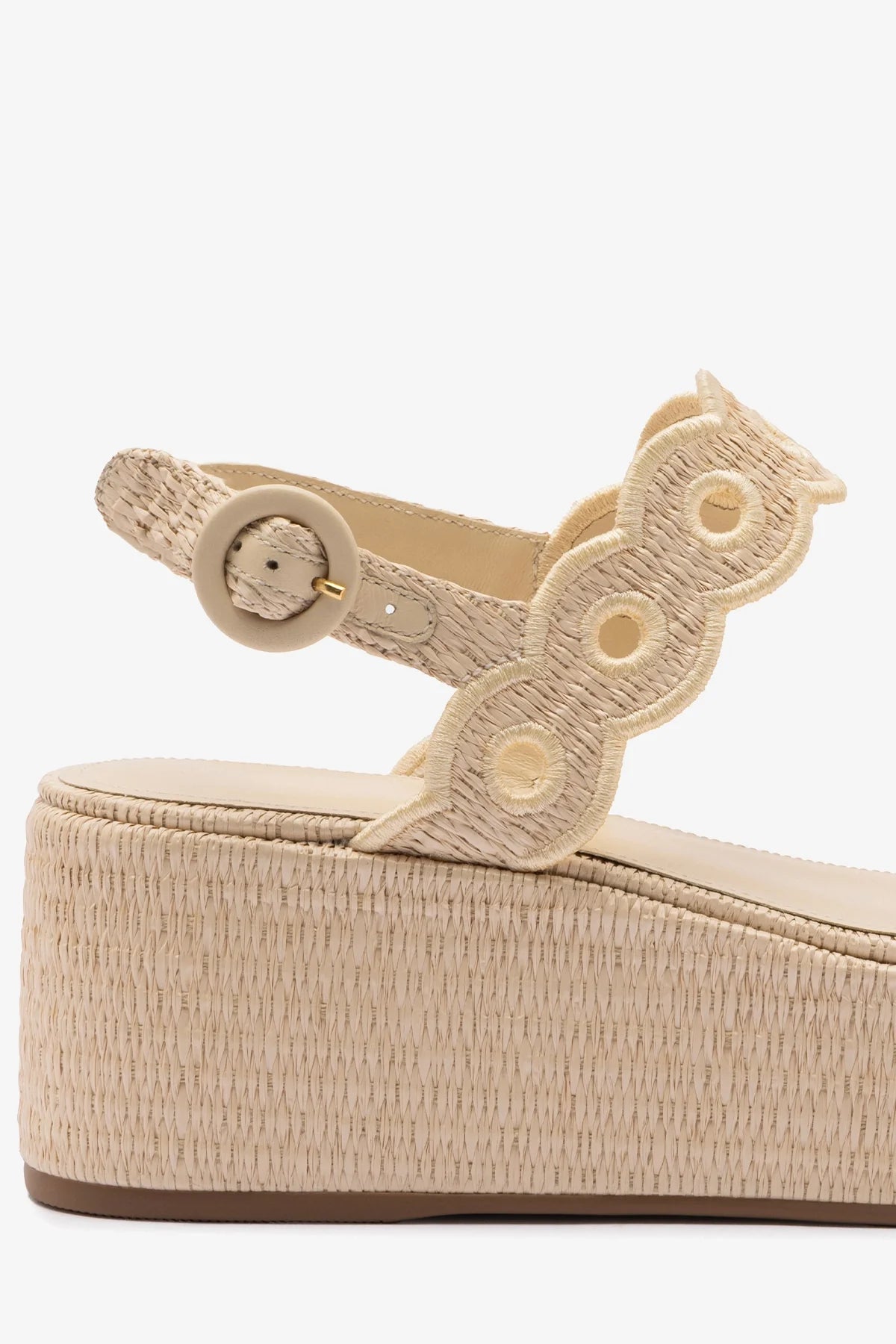 Florence Embroidered Flatform Sandals in Natural Raffia - Perfect for Beach Vacations, Summer Outfits, and Casual Wear