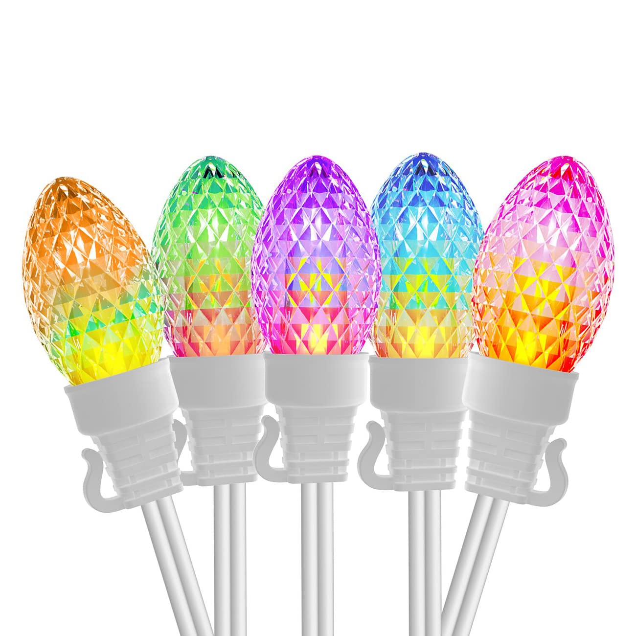 C9 Christmas String Lights Outdoor Indoor - 20 Multi-Color LED Bulbs Waterproof Fairy Lights for Patio, Garden, Party & Holiday Decorations (19 Feet) - Perfect for Christmas Trees, Fireplace Mantels, Porch Railings and Backyard Parties