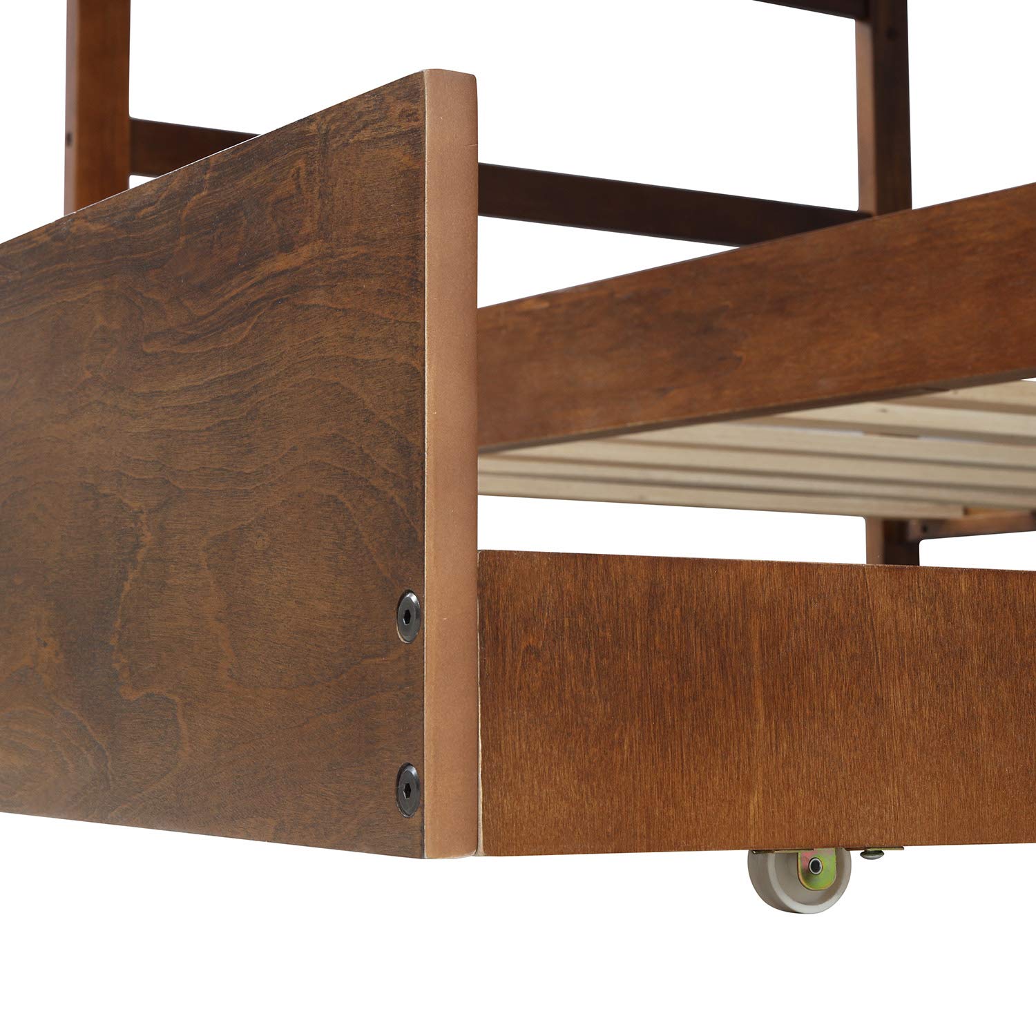 Harper & Bright Designs Twin Over Twin Bunk Bed with Trundle - Solid Wood Bunk Bed with Storage Stairs for Kids, Teens & Adults - Space-Saving Walnut Bunk Bed for Small Rooms, Guest Rooms & Vacation Homes