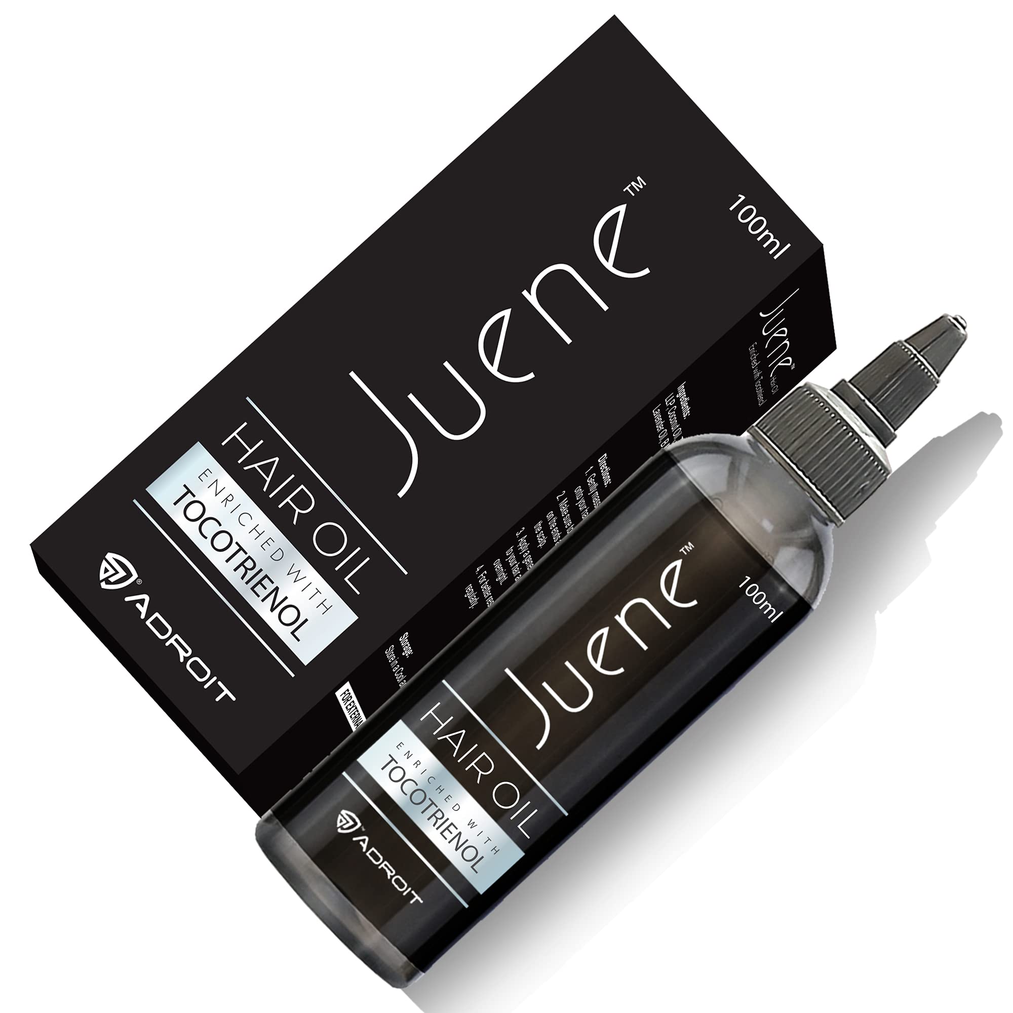 Juene Hair Oil with Tocotrienol & Coconut Oil - Antioxidant & Protein Treatment for Damaged Hair - 100ml Vegetarian Hair Care - Perfect for Dry, Frizzy Hair & Split Ends Repair