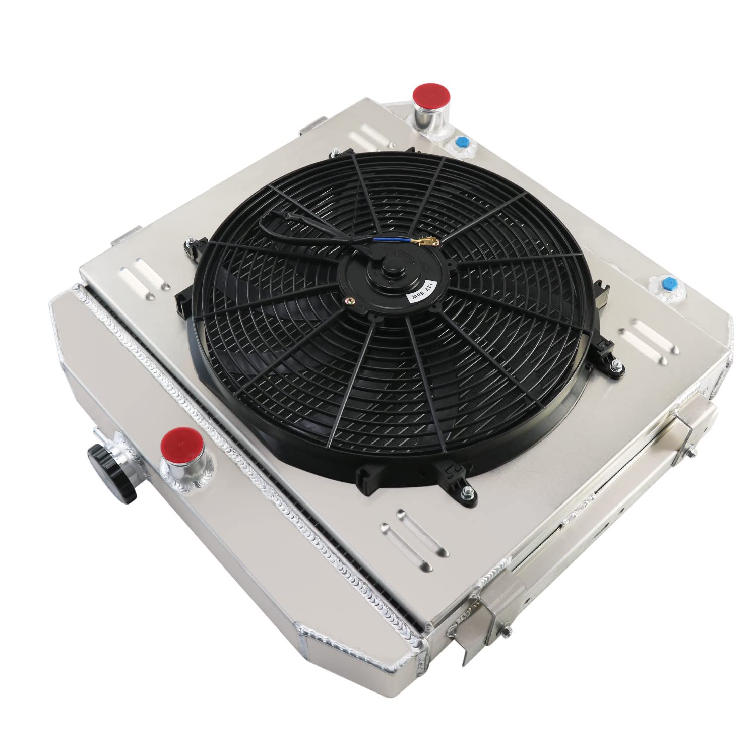 4 Row Aluminum Radiator Shroud Fan for 1955-1957 Chevy Bel Air, Belair & Nomad V8 - High-Performance Cooling Upgrade for Classic Car Restoration & Hot Rod Builds