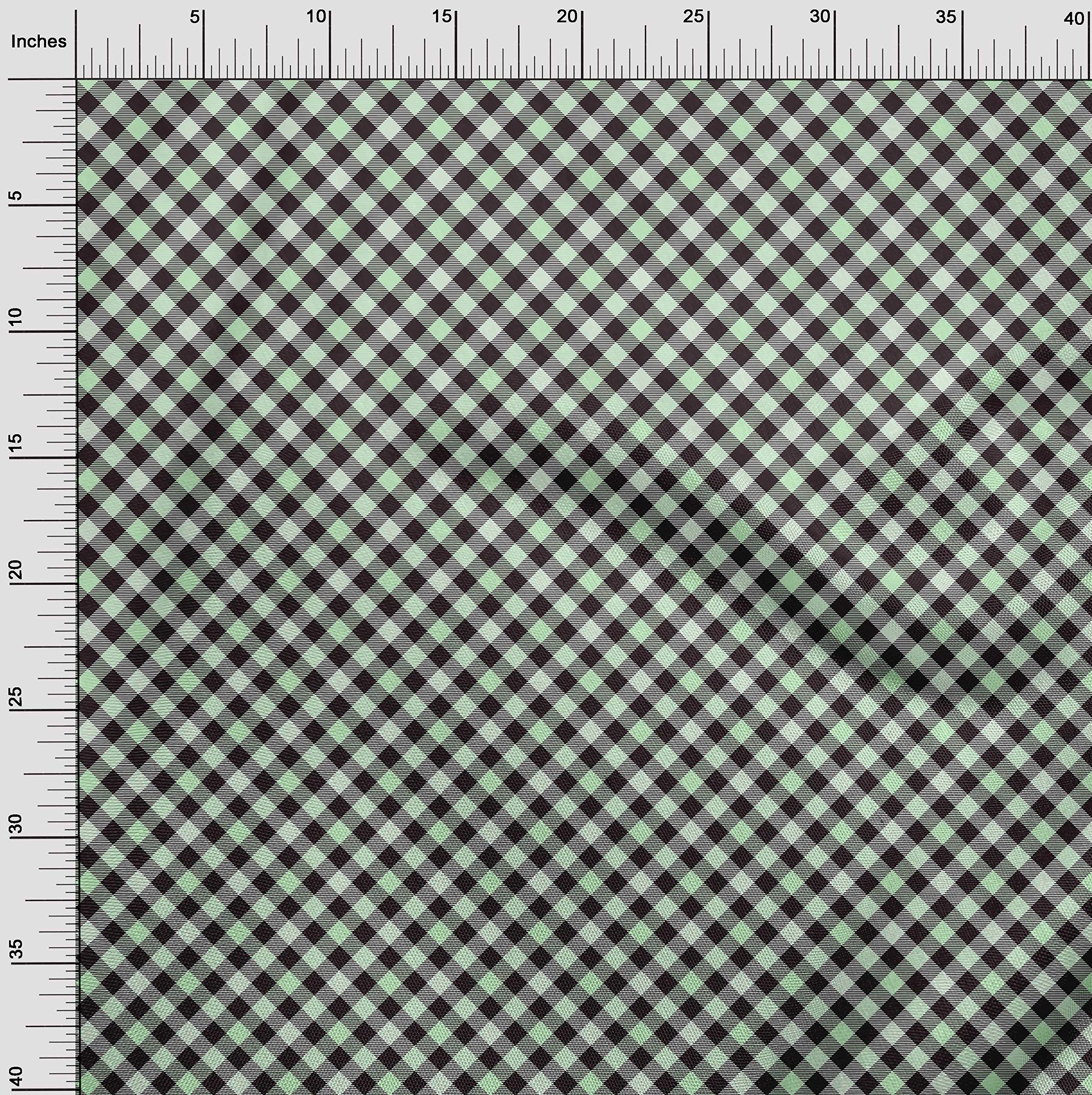 oneOone Rayon Mint Fabric - 56 Inch Wide Printed Check Sewing Material by The Yard for DIY Clothing, Dresses & Home Decor Projects | Soft Breathable Fabric for Summer Apparel, Quilting & Crafting