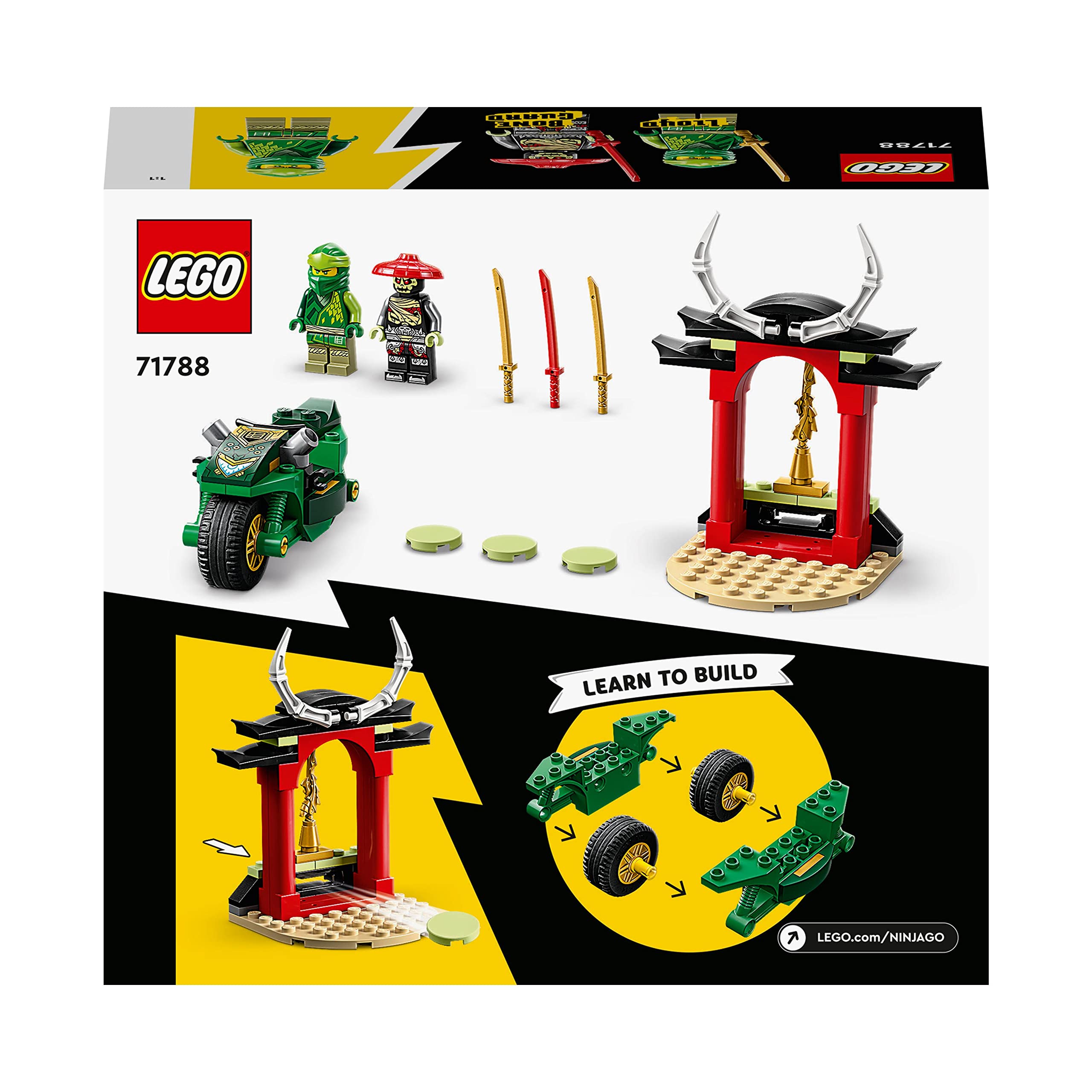 LEGO Ninjago Lloyd's Ninja Motorcycle 71788 - Building Toy for Kids Ages 4+, Educational Play Set with 2 Minifigures, Easy to Build for Beginners - Perfect Birthday Gift for Boys & Girls | Creative Play, STEM Learning, Ninja Adventure Scenes