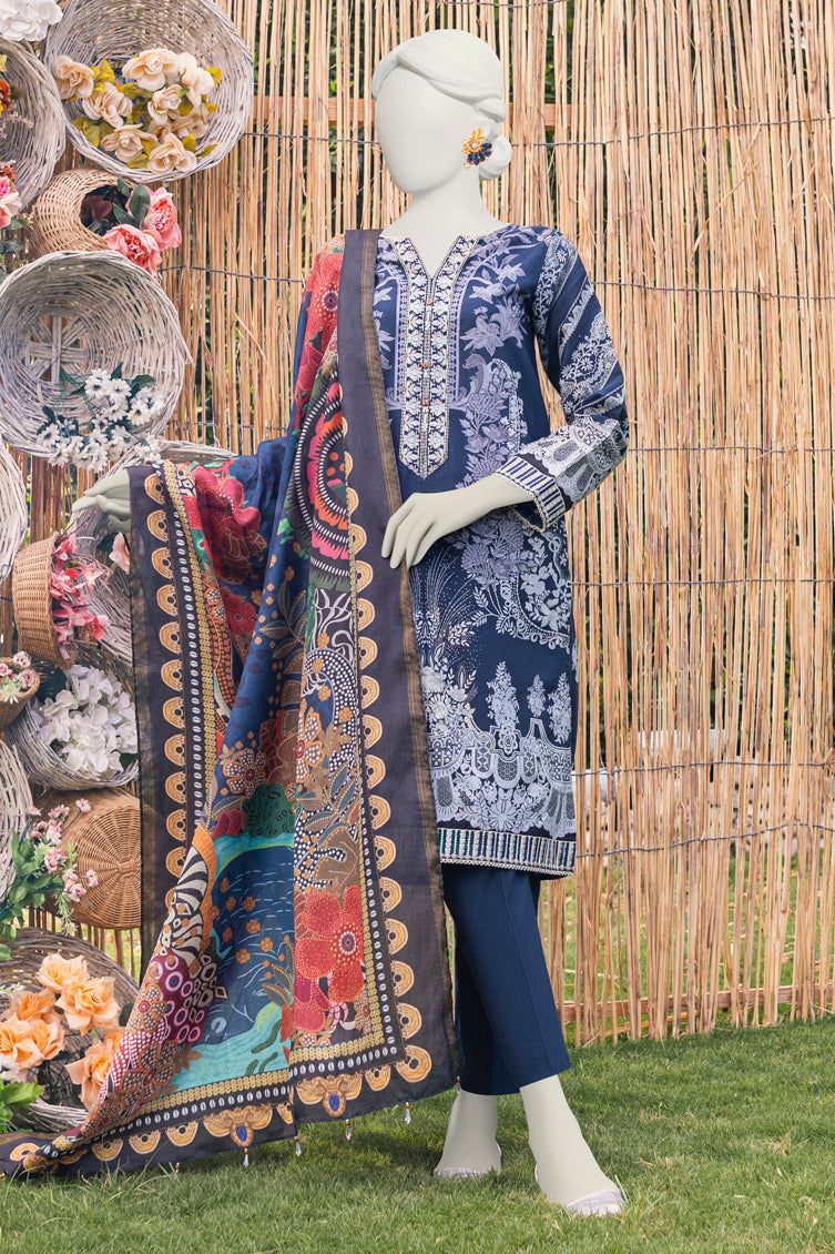 Premium Cambric Blue 3 Piece Suit for Men - J. Junaid Jamshed Formal Wear | Perfect for Weddings, Business Meetings & Special Occasions