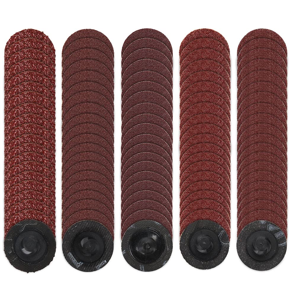 100Pcs 1 Inch Sanding Discs Roll Lock Set - Fine Medium Coarse Aluminum Oxide Grinding Wheels for Die Grinder - 40/60/120/180/240 Grit Mix - Ideal for Metal Polishing, Wood Sanding & Surface Conditioning