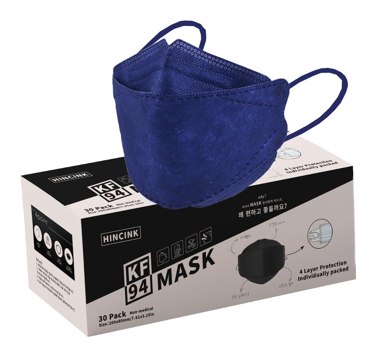 KF94 Face Masks 30 Pack - Individually Wrapped 4-Ply Breathable & Comfortable Safety Masks for Men & Women - Perfect for Daily Use, Travel, and Public Protection