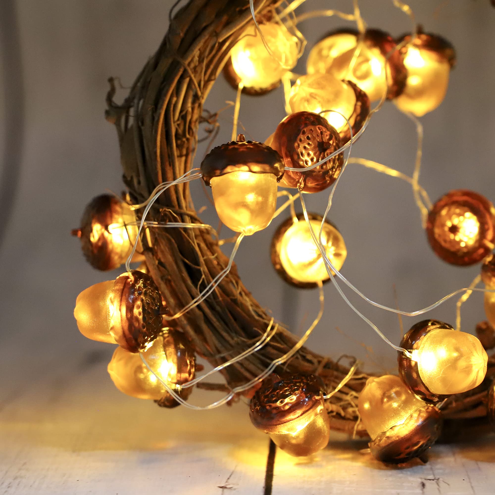 Fall Fairy Lights - Battery Operated String Lights for Thanksgiving & Indoor Decor (Acorn) - Perfect for Home & Party