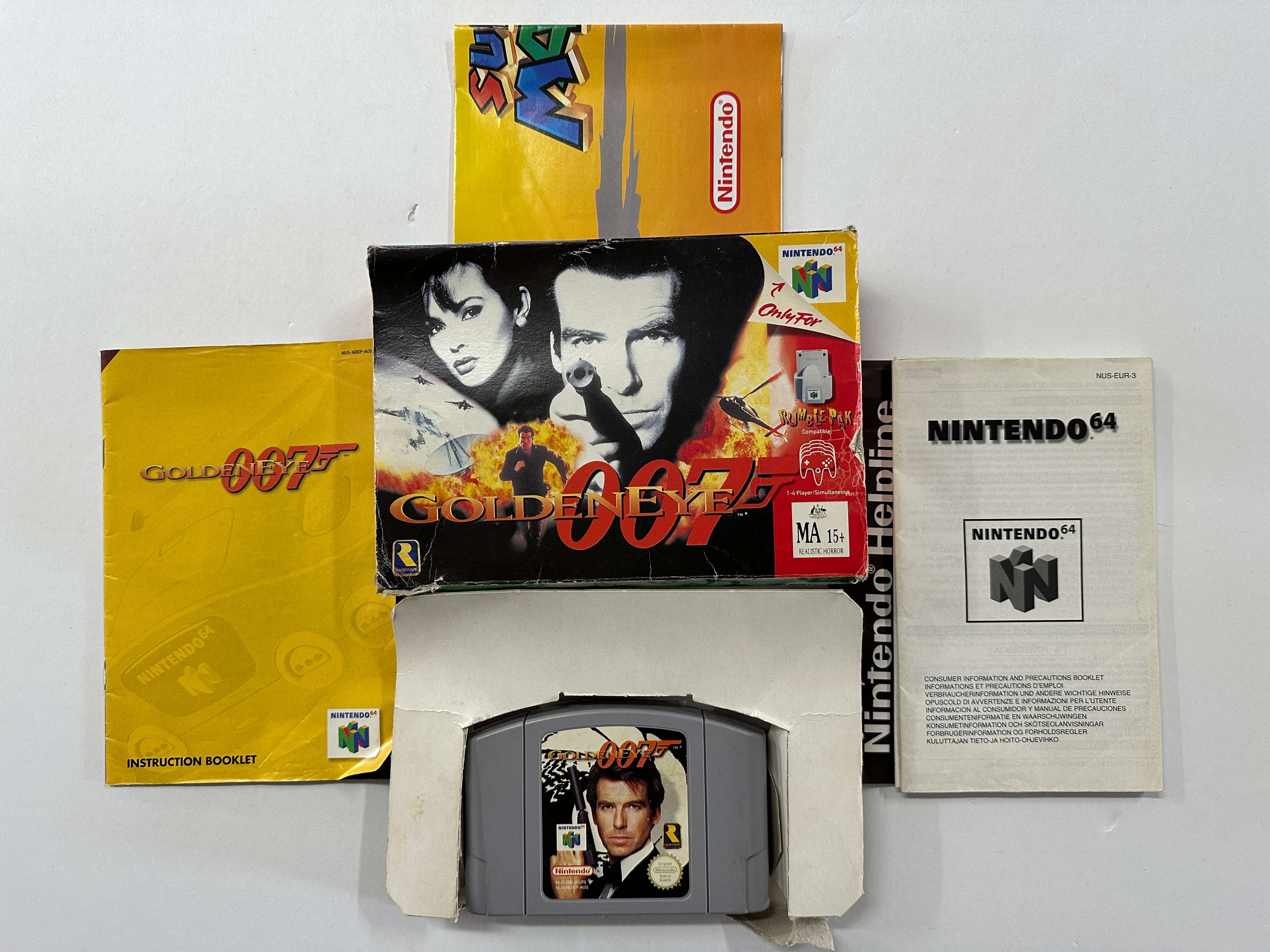 GoldenEye 007 Nintendo 64 Complete In Box - Retro Video Game Collector's Edition for N64 Console - Perfect for Gaming Nostalgia and Display Collections