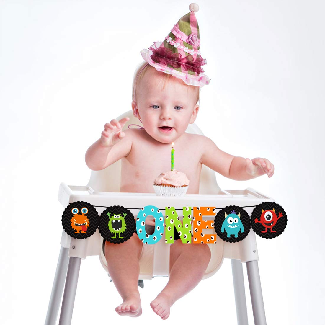 Monster Bash 1st Birthday Party Decorations Set - Cute Little Monster Banner & High Chair Decor for Baby's First Birthday Celebration - Perfect for Monster Theme Birthday Parties, Baby Showers & Nursery Decor