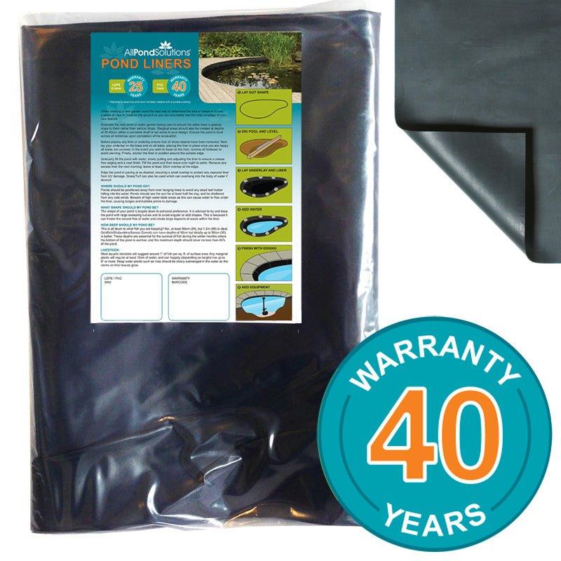 Premium PVC Pond Liners 4m x 4m (13ft x 13ft) 1mm Thick - 40 Year Warranty - Durable Waterproof Liner for Garden Ponds, Koi Ponds, and Water Features